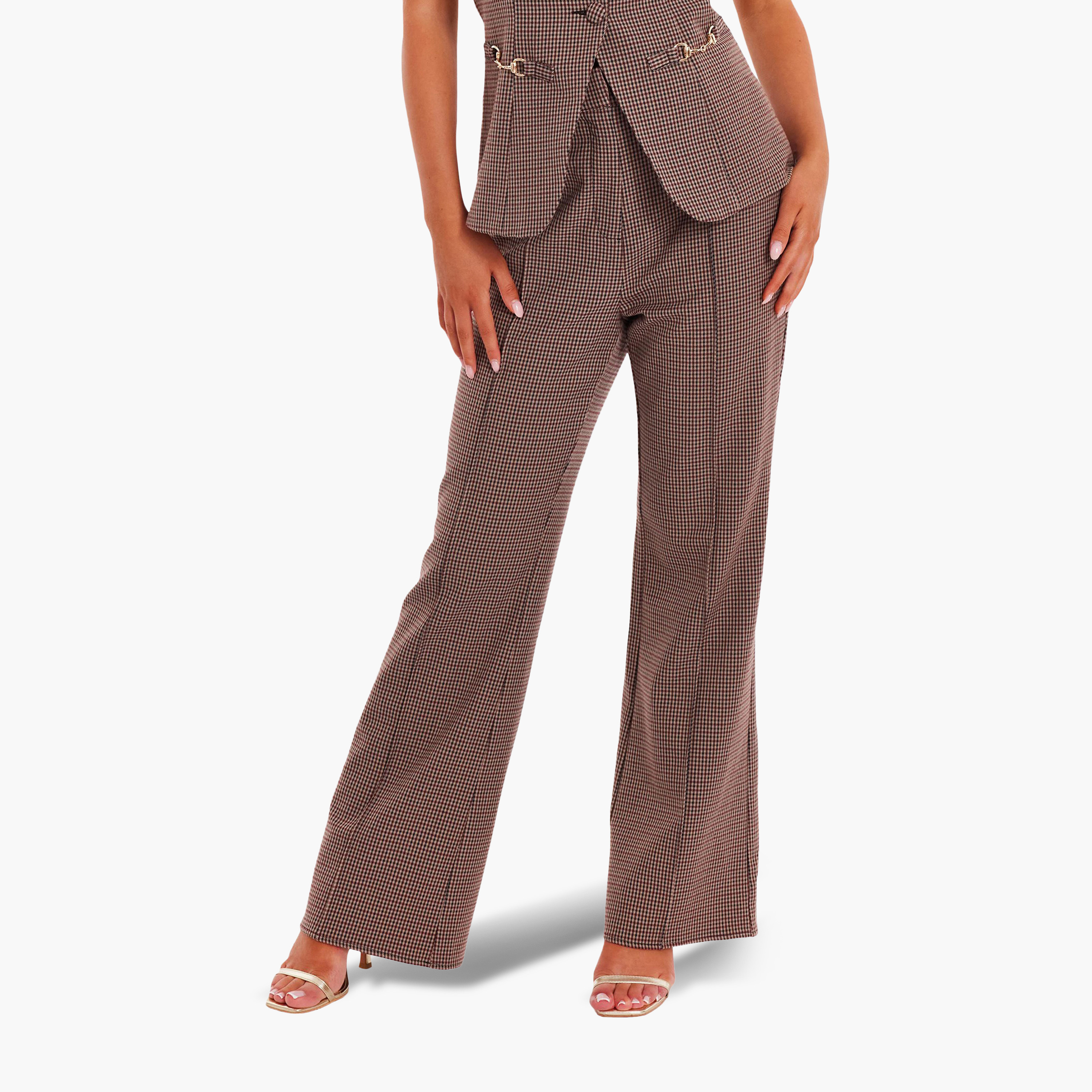 بنطلون نسائي بلون بني بكسرة واحدة من كويز-women-clothing-bottoms-trousers-image-1