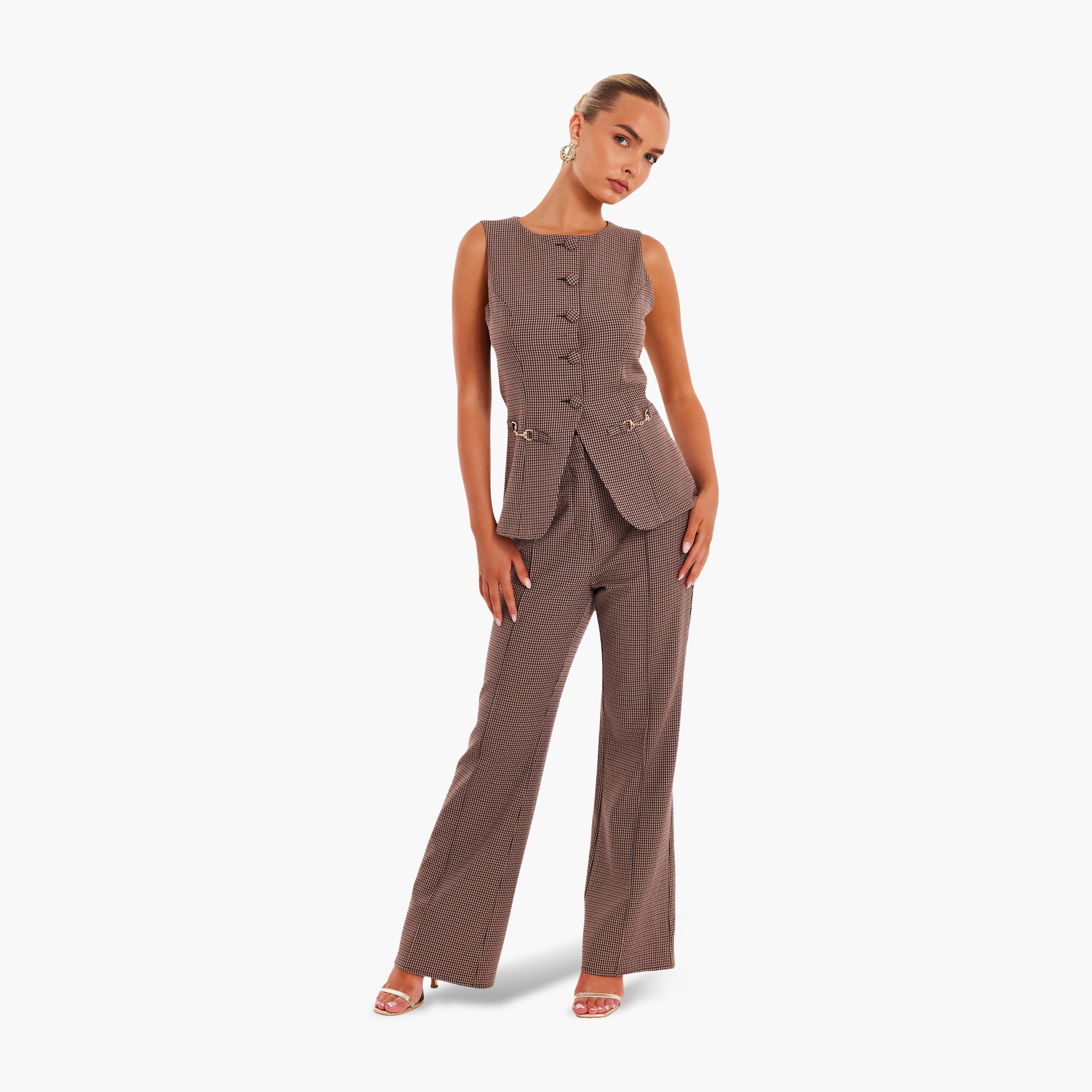 بنطلون نسائي بلون بني بكسرة واحدة من كويز-women-clothing-bottoms-trousers-image-2