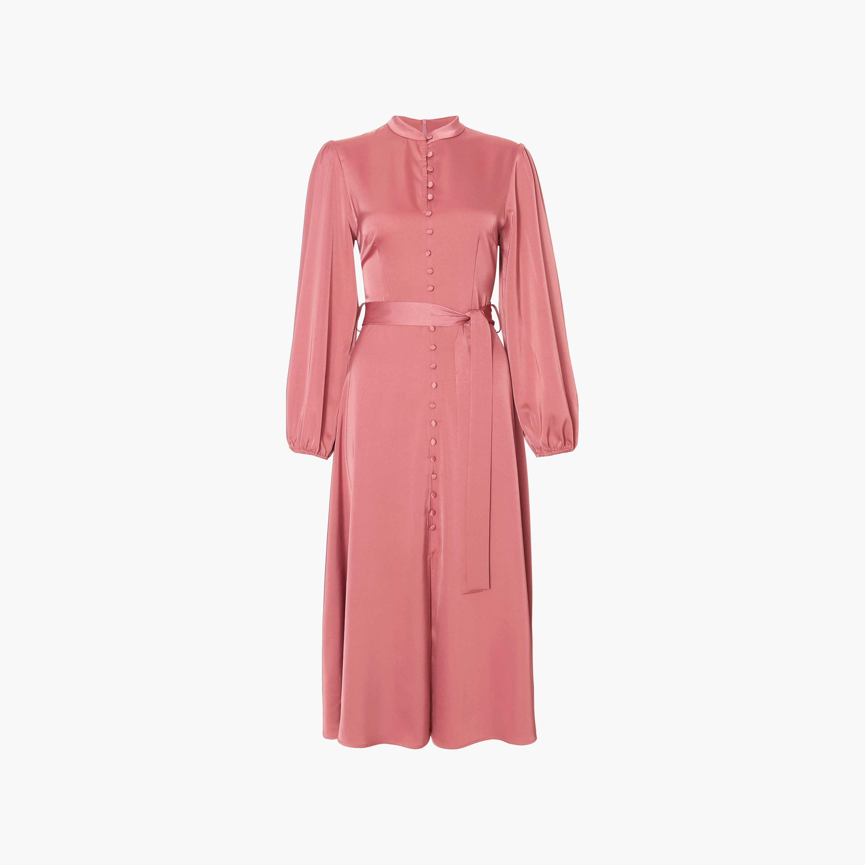 Quiz Satin High Neck Balloon Sleeves Mauve Women's Midi Dress-women-clothing-dresses-image-5