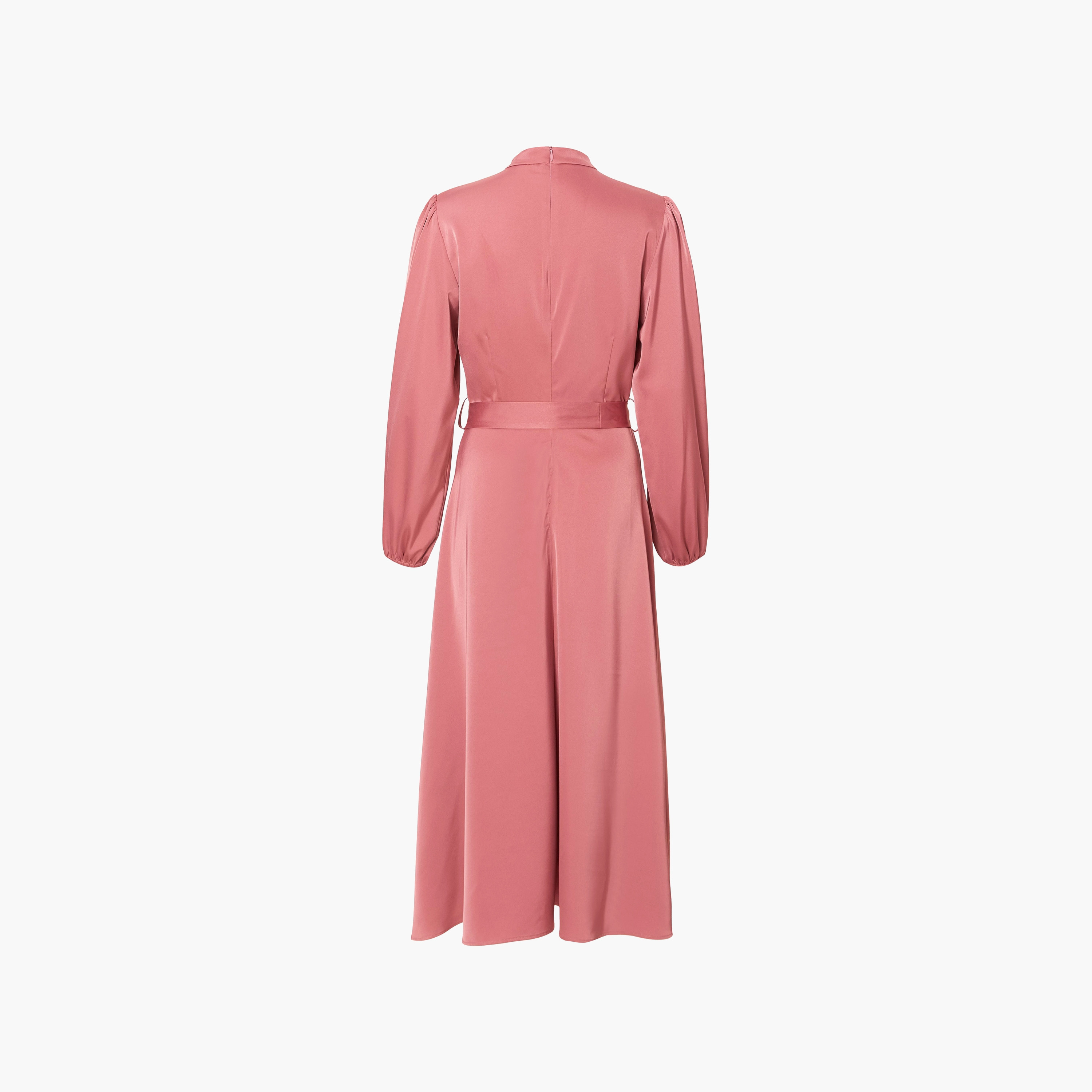 Quiz Satin High Neck Balloon Sleeves Mauve Women's Midi Dress-women-clothing-dresses-image-6
