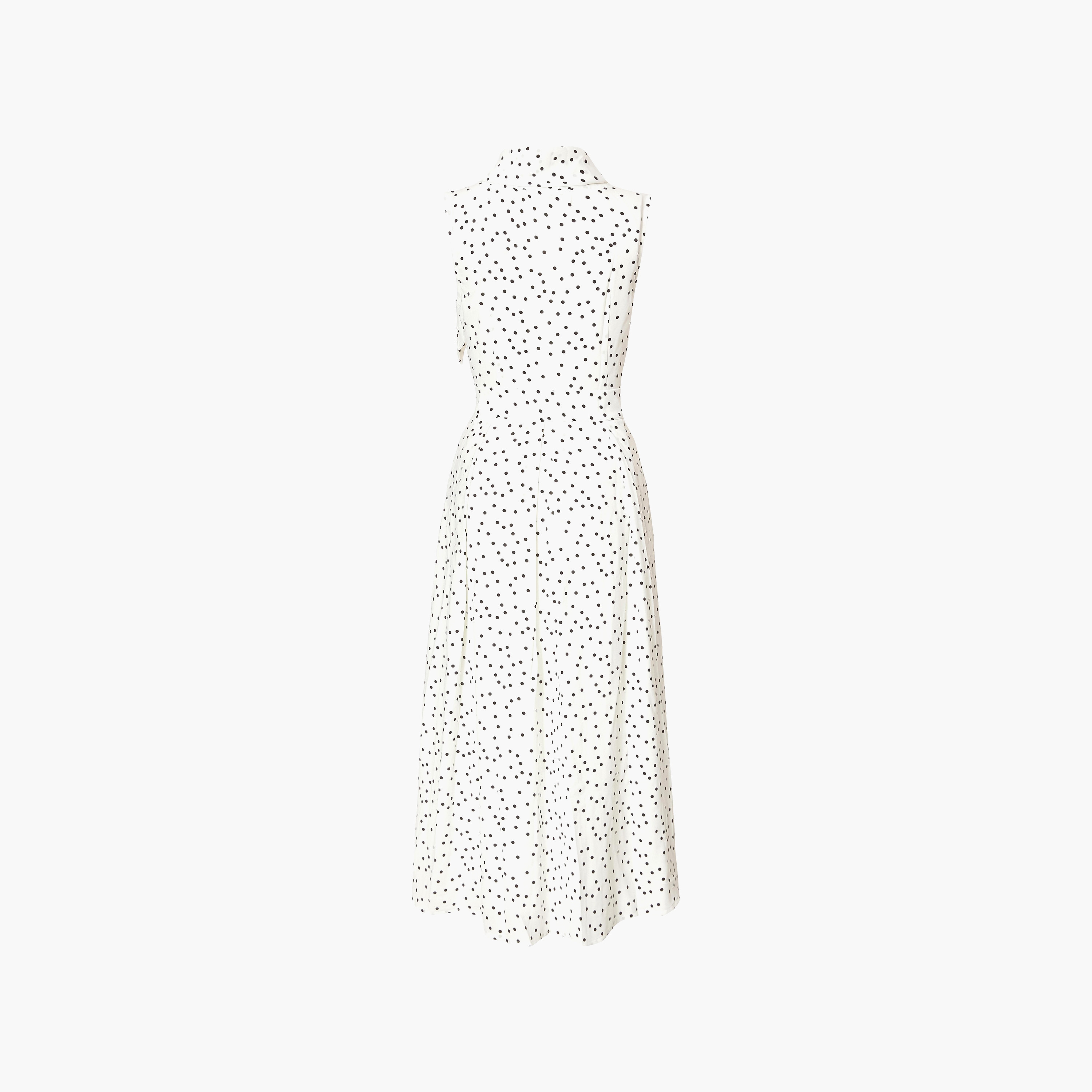 فستان ميدي نسائي بلون أبيض بياقة عالية ومنقط من الساتان من كويز-women-clothing-dresses-image-6
