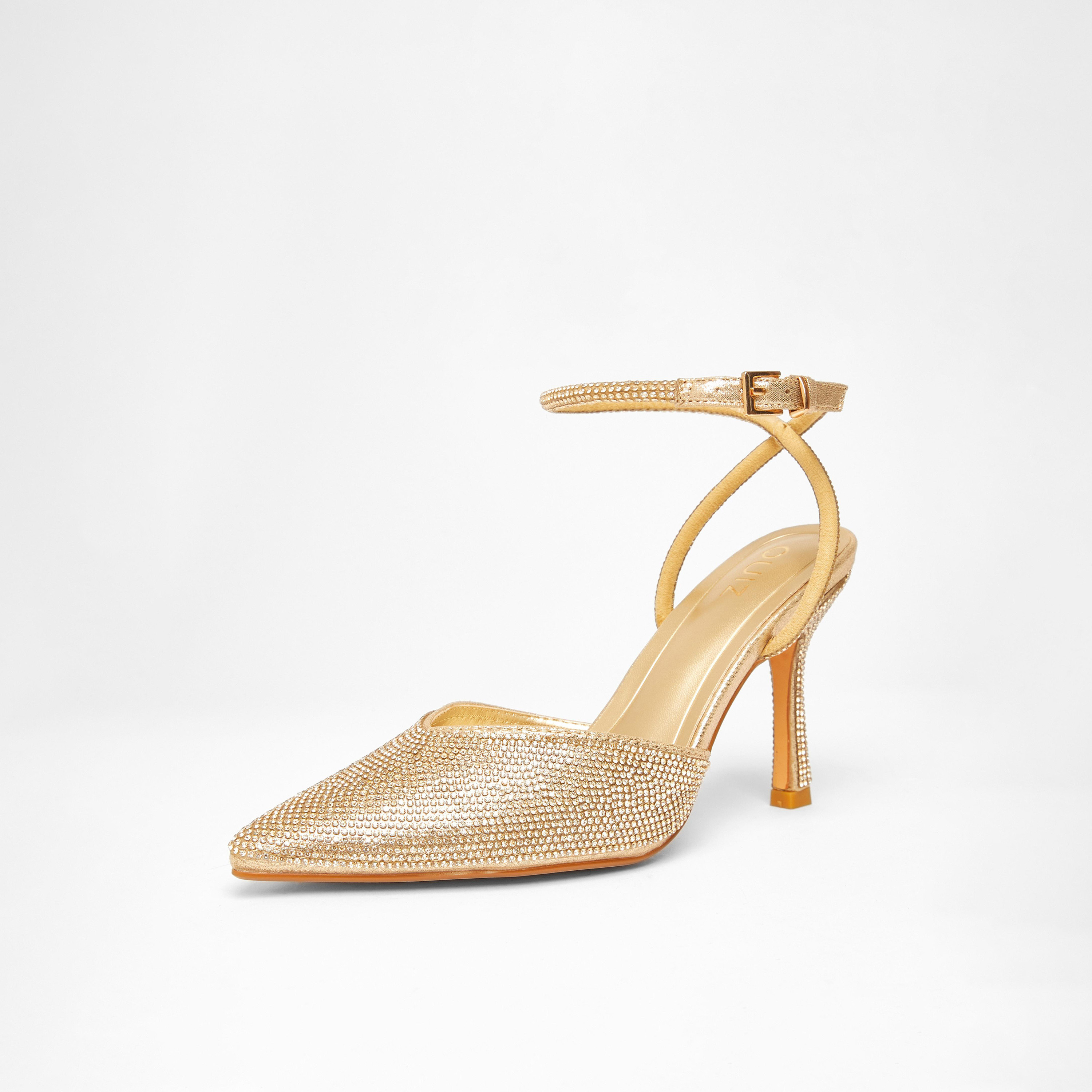 حذاء رسمي بتصميم جزأين مرصع بالكامل بالكريستال من كويز | 203790650-women-shoes-heels-image-1