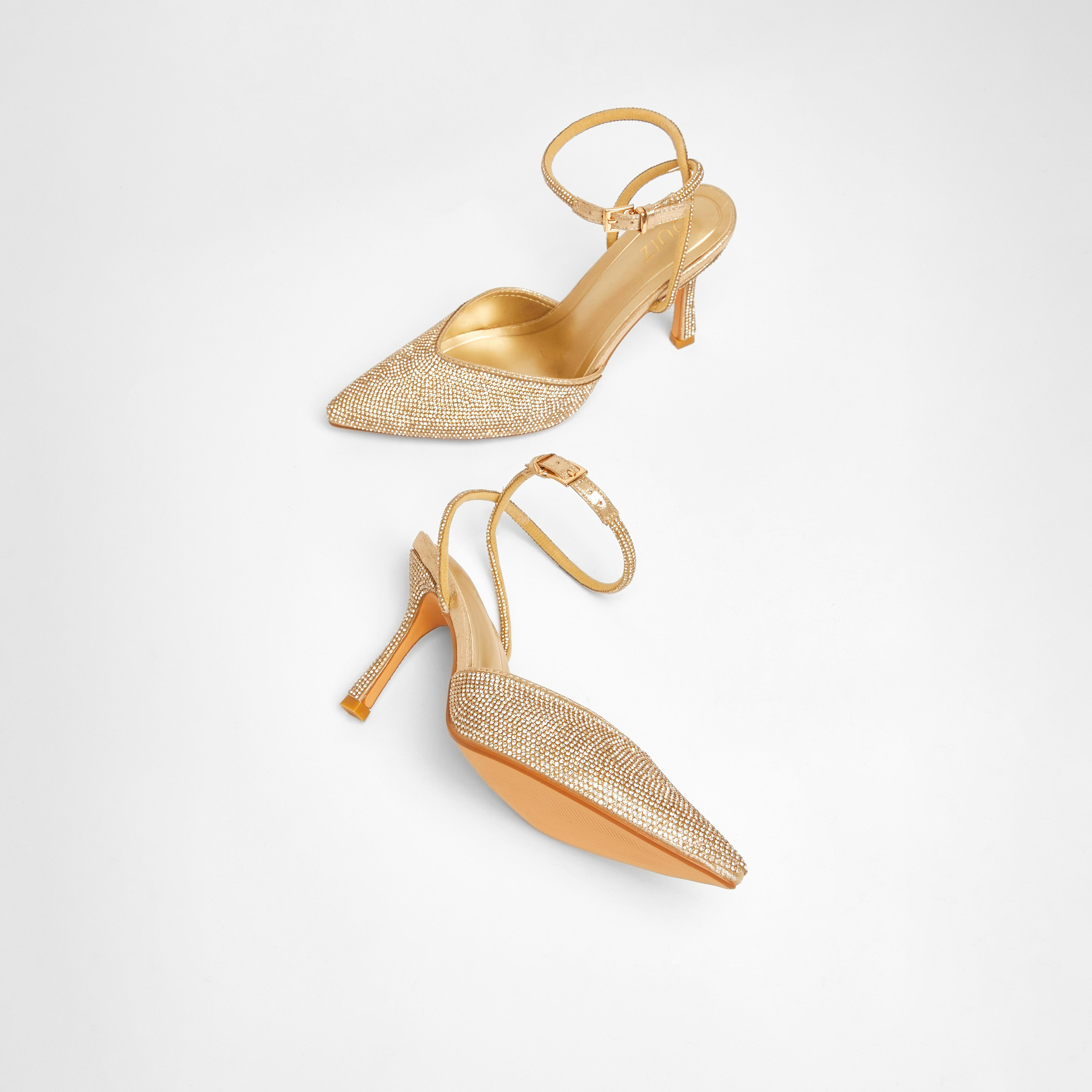 حذاء رسمي بتصميم جزأين مرصع بالكامل بالكريستال من كويز | 203790650-women-shoes-heels-image-2