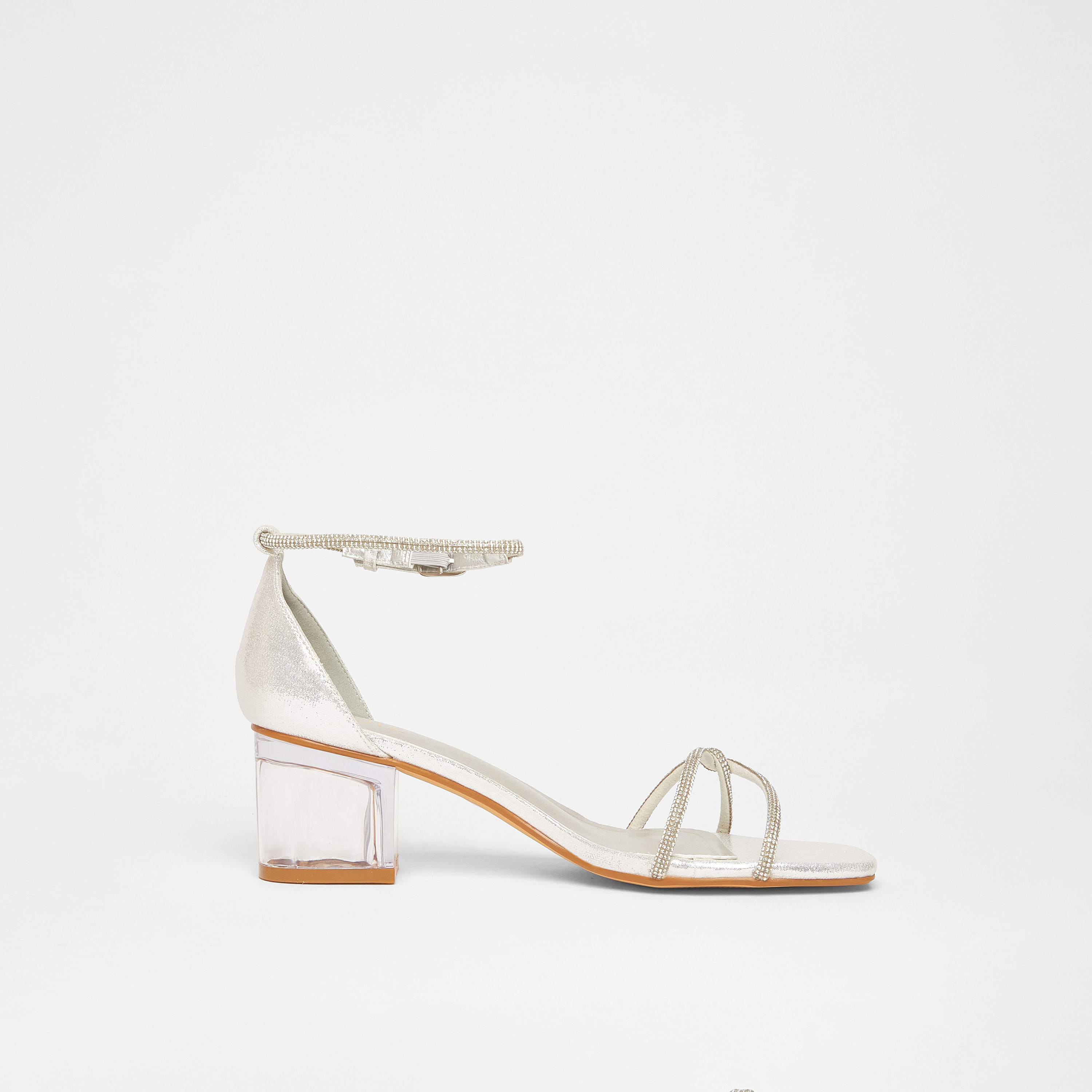 صندل بكعب منخفض شفاف مع تصميم ملتوي من الأمام من كويز | 203792625-women-shoes-sandals-heeled-image-4