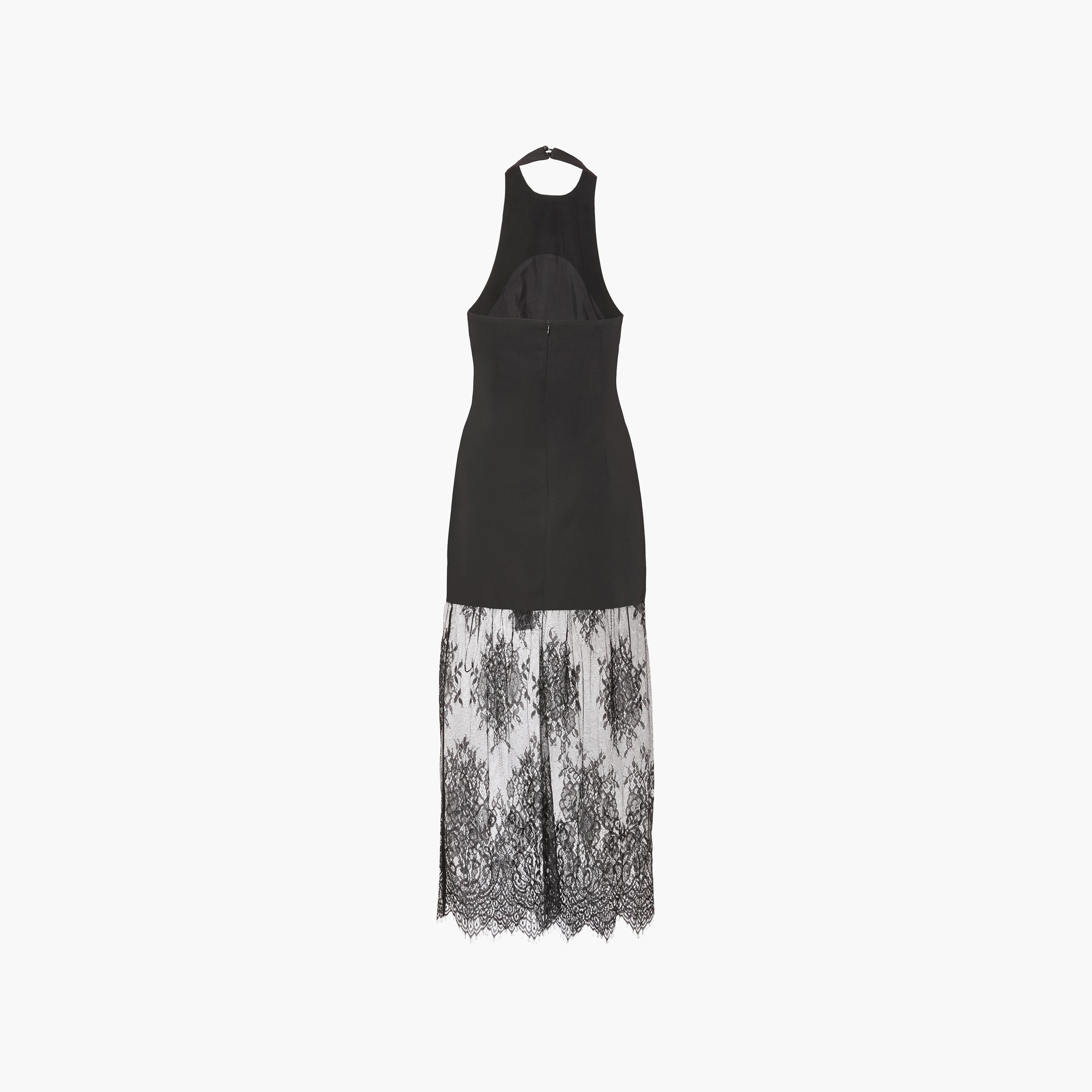 فستان سهرة ماكسي نسائي بلون أسود برباط حول العنق ودانتيل من كويز-women-clothing-dresses-image-6