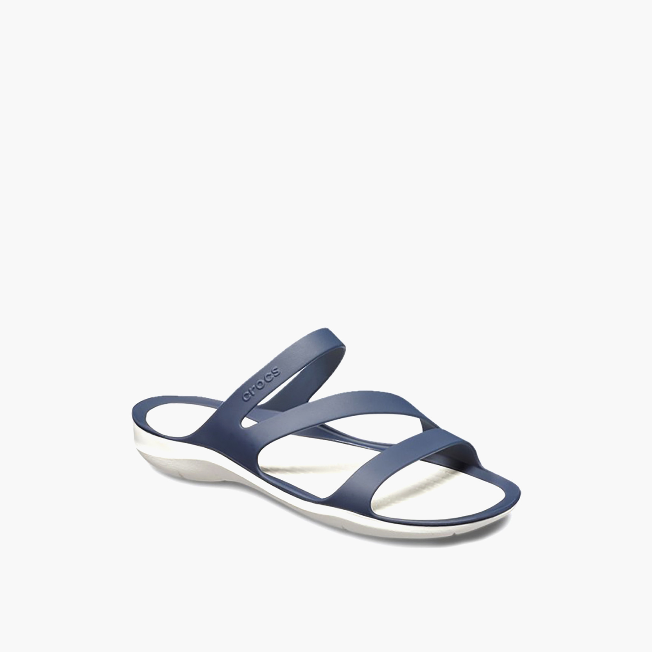 صندل كروكس للنساء أزرق كحلي مفتوح عند الأصابع دائري-women-shoes-sandals-flats-image-1