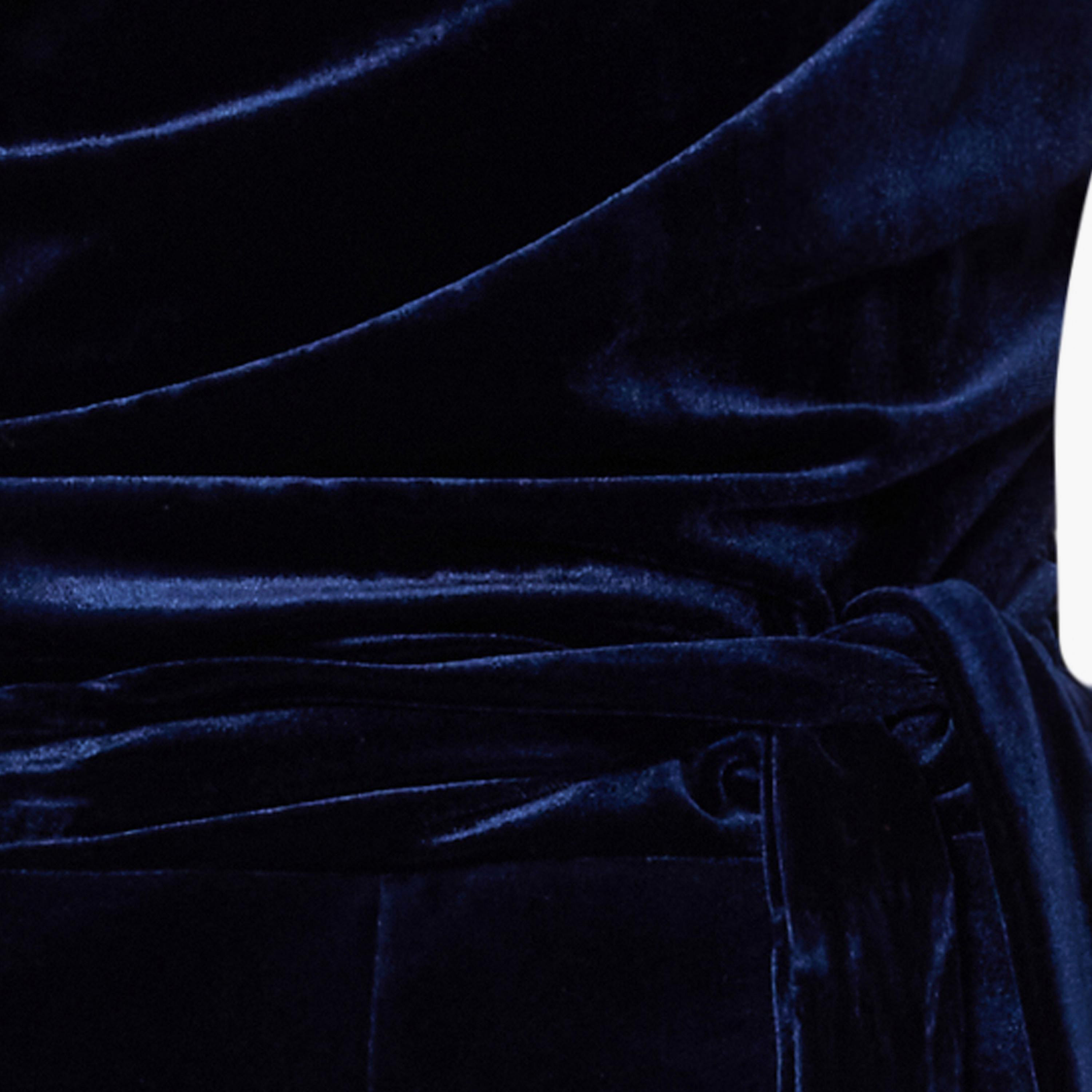 Quiz Navy Ruched Velvet One Shoulder Women's Jumpsuit-women-clothing-jumpsuits-image-7