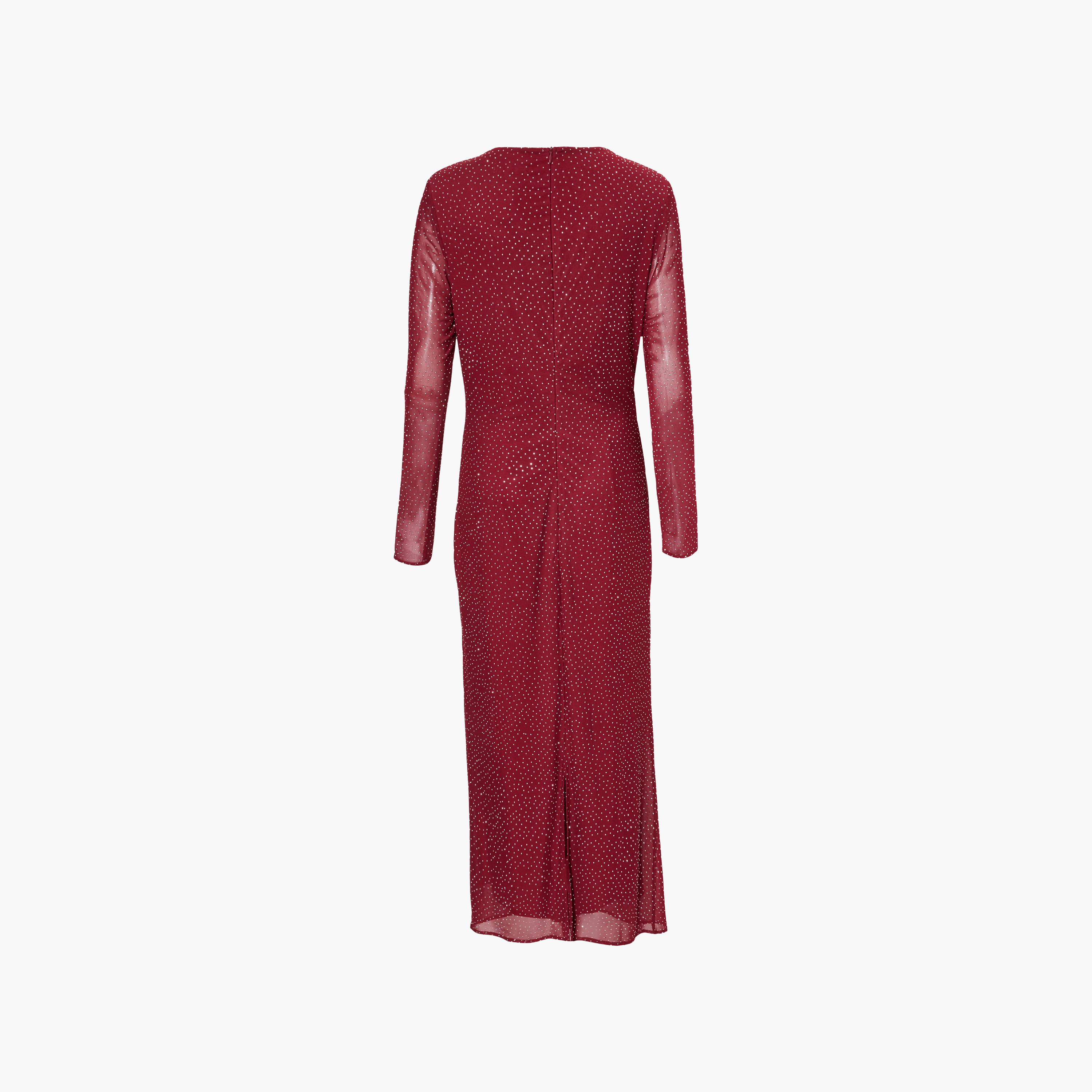فستان نسائي "شيث" بأكمام واسعة وقماش شبكي مرصع بالفصوص - أحمر من كويز-women-clothing-dresses-image-6
