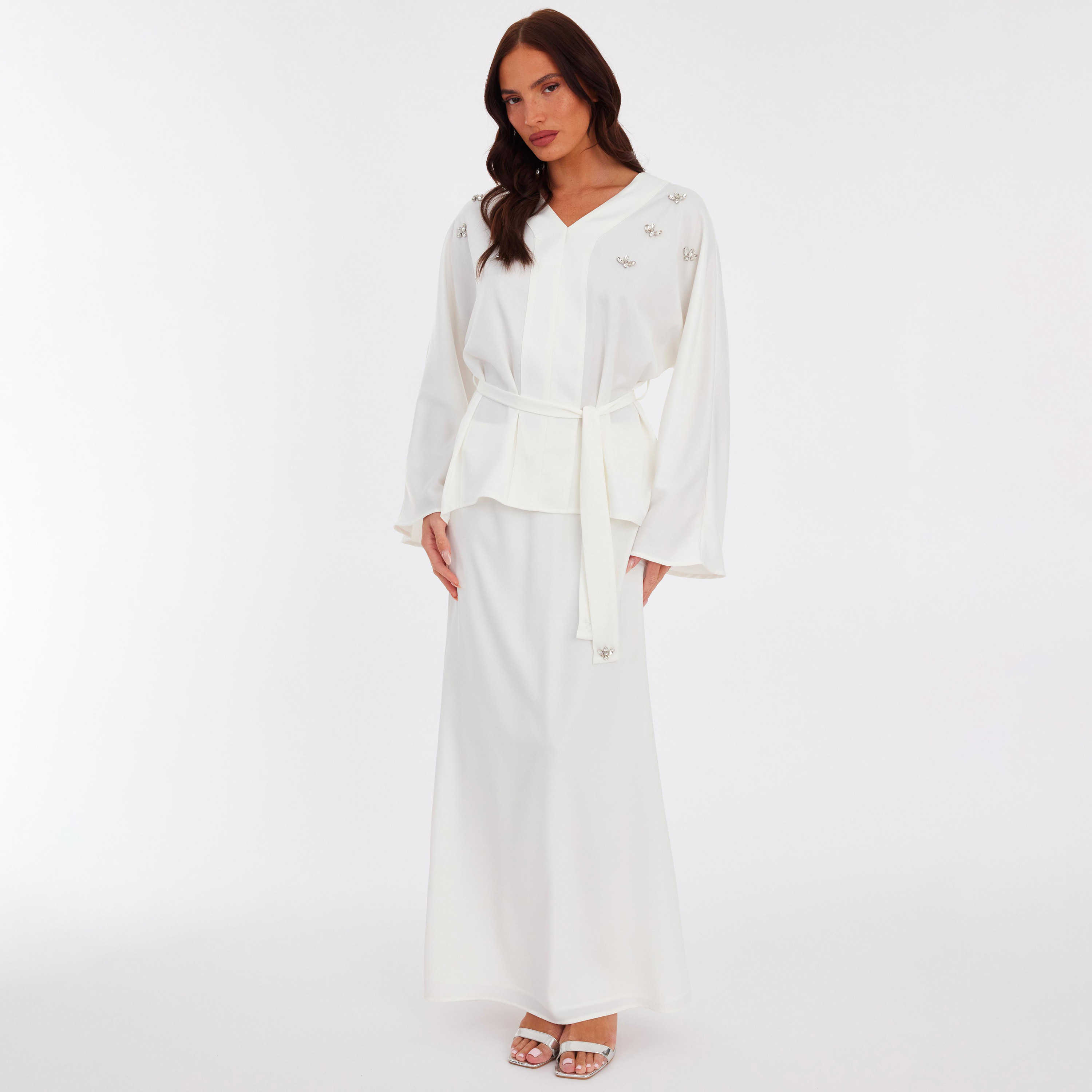 توب نسائي منسوج مزين بالكريستال - أبيض من كويز-women-clothing-shirtsandblouses-blouses-image-2