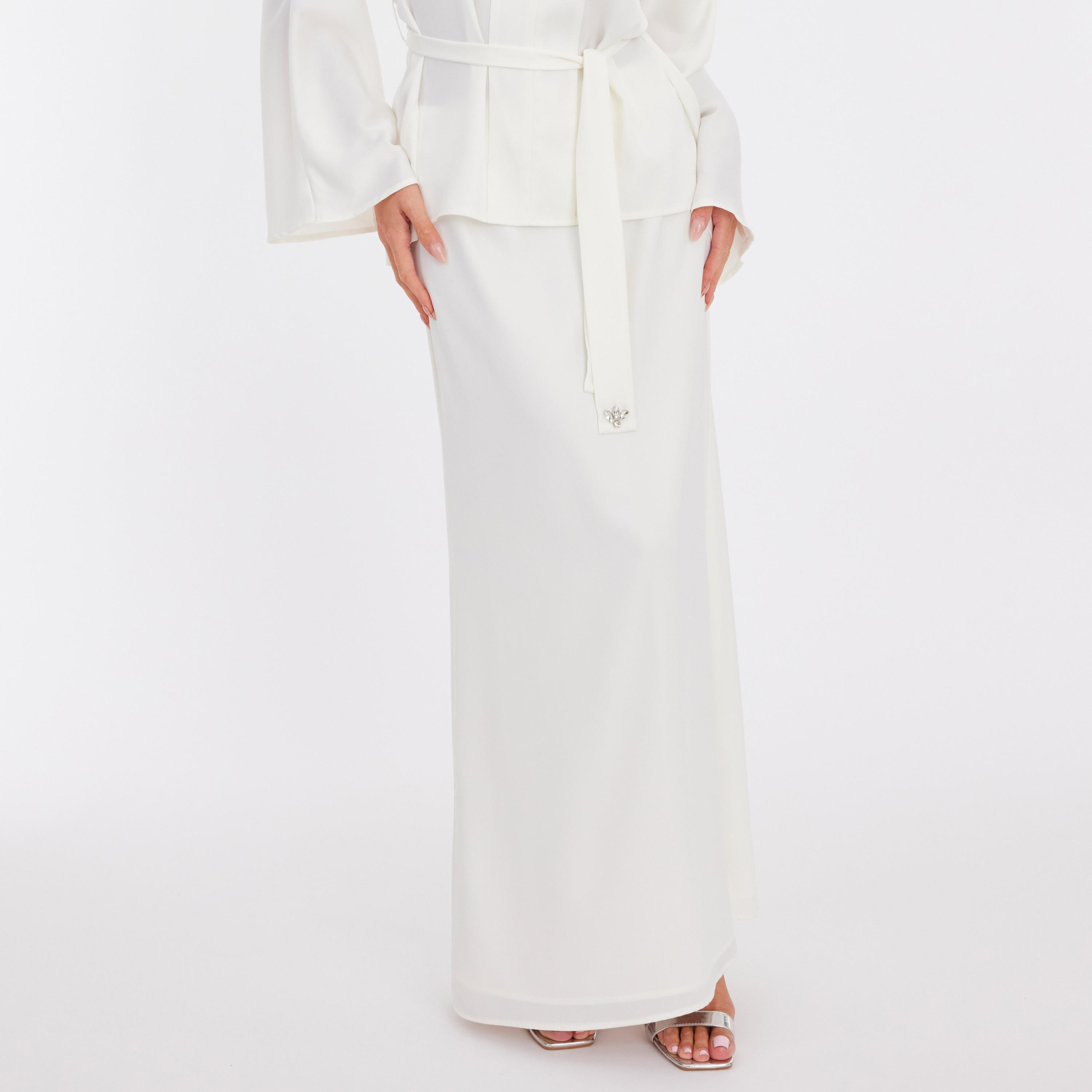 Quiz White Woven Straight Women's Maxi Skirt-women-clothing-bottoms-skirts-image-1