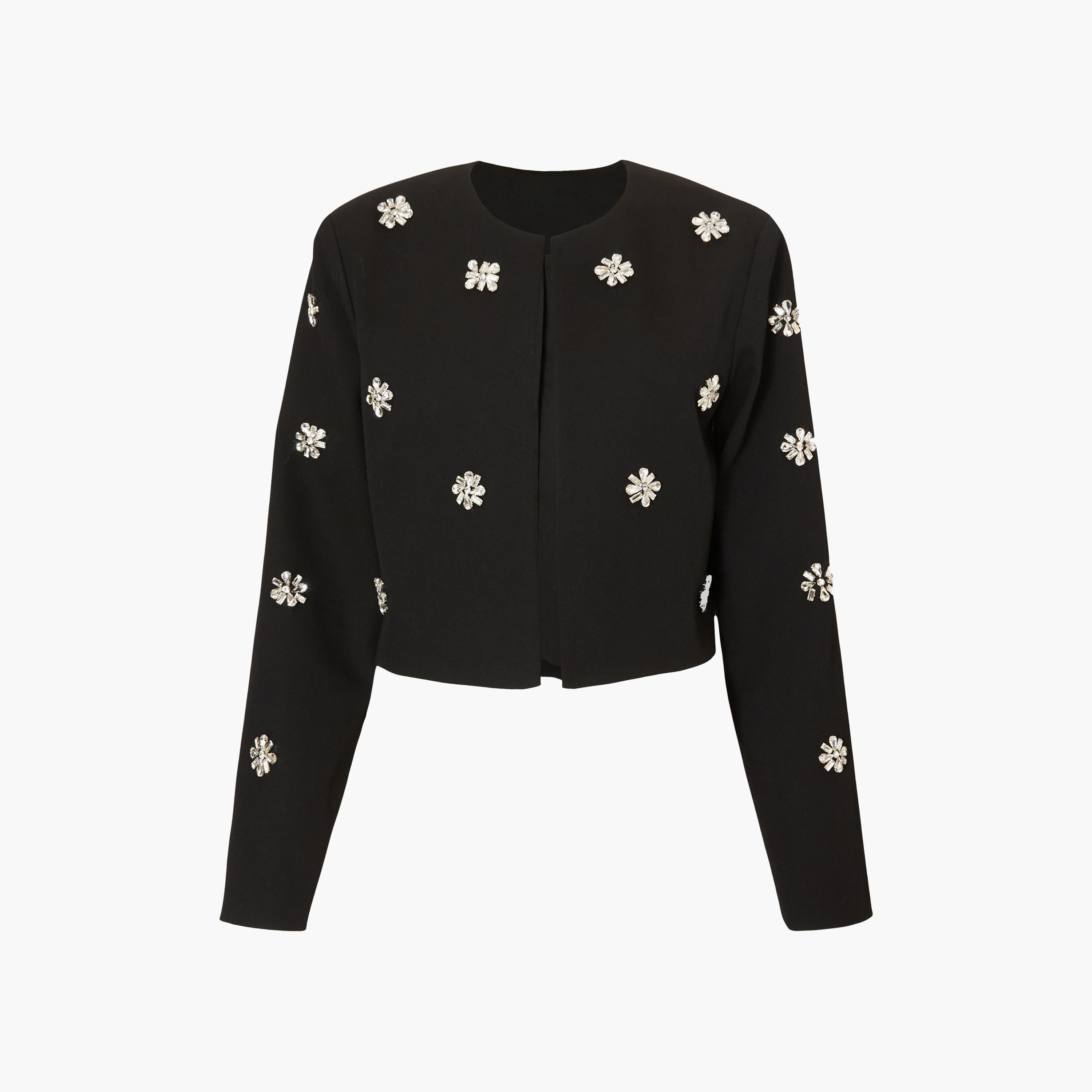 Quiz Black Crystal Work Woven Women's Blazer-women-clothing-coatsandjackets-blazers-image-5