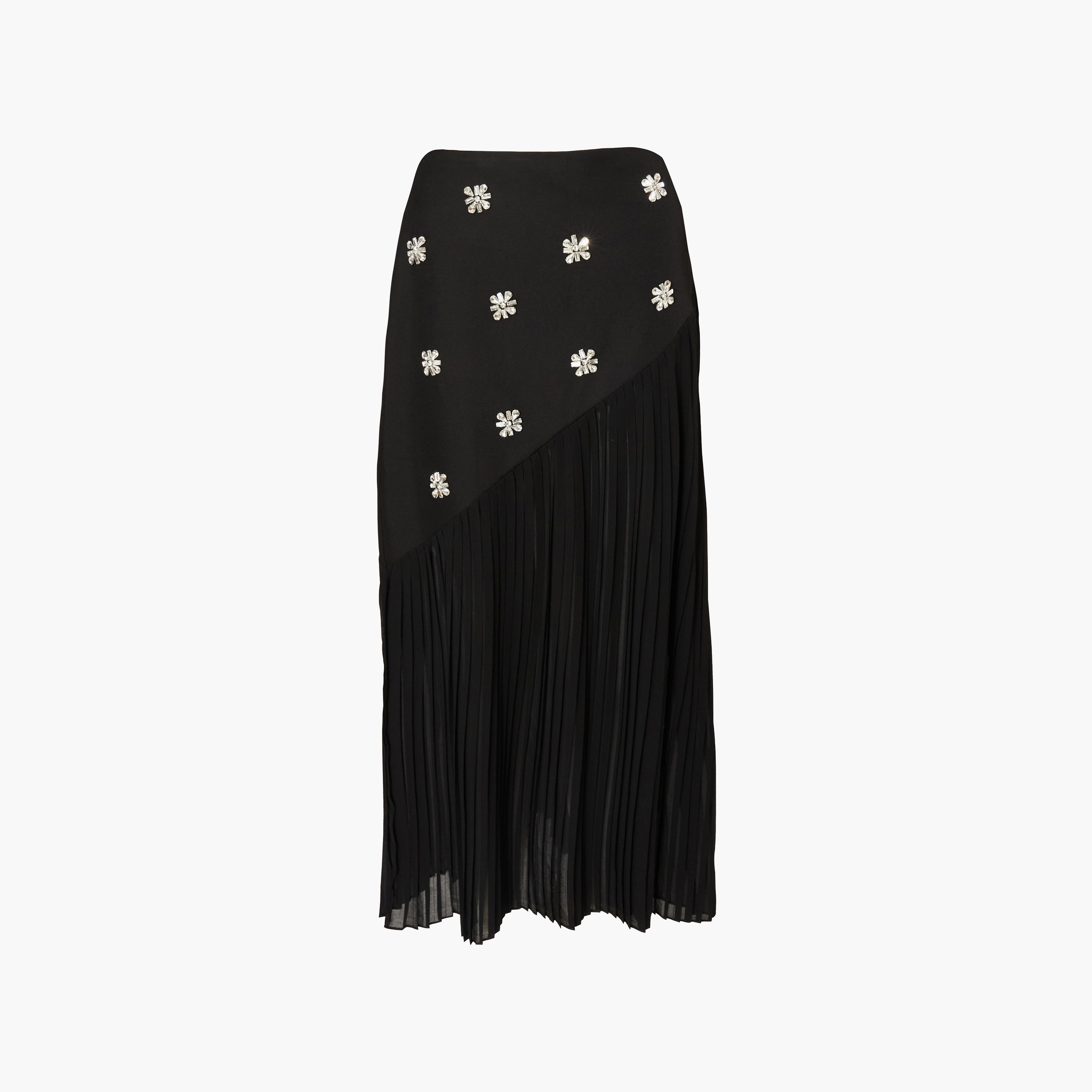 تنورة ماكسي نسائية من الشيفون المكسر والمزين بالكريستال - أسود من كويز-women-clothing-bottoms-skirts-image-6