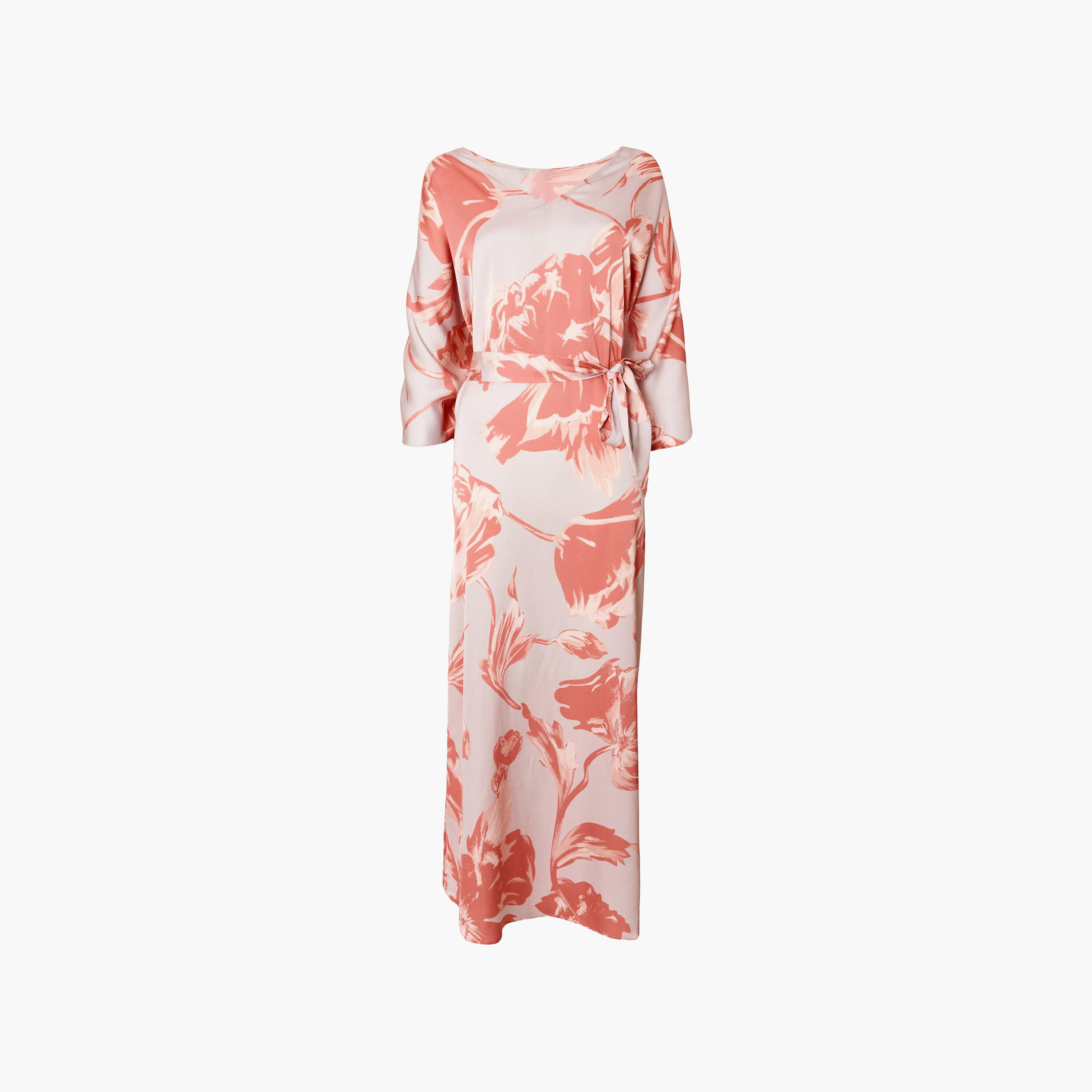 فستان نسائي من الساتان بطبعة زهور - أزرق من كويز-women-clothing-dresses-image-5