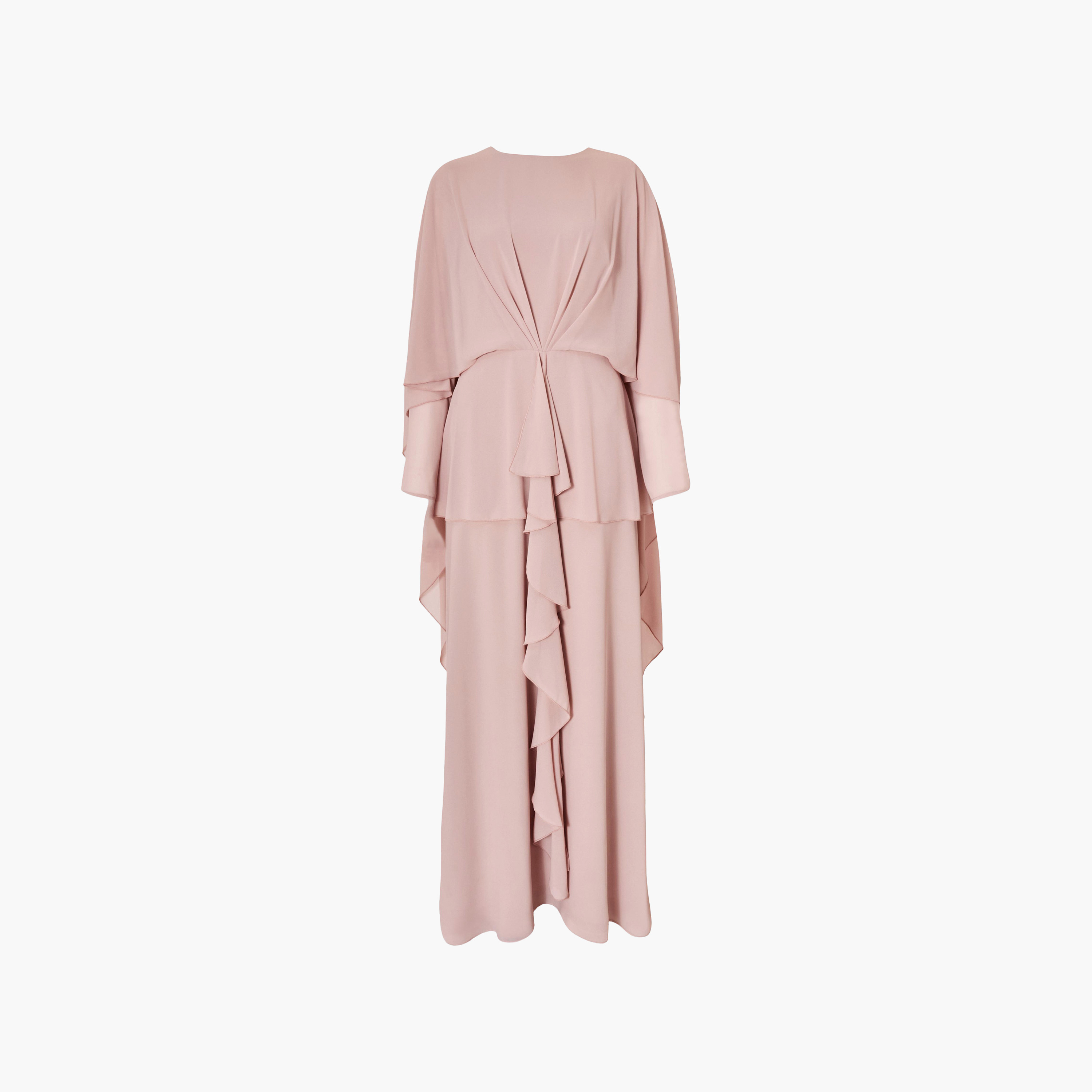 فستان نسائي بطبقة "كاب" إضافية وتصميم قفطان مع كشكش شيفون من كويز-women-clothing-dresses-image-11