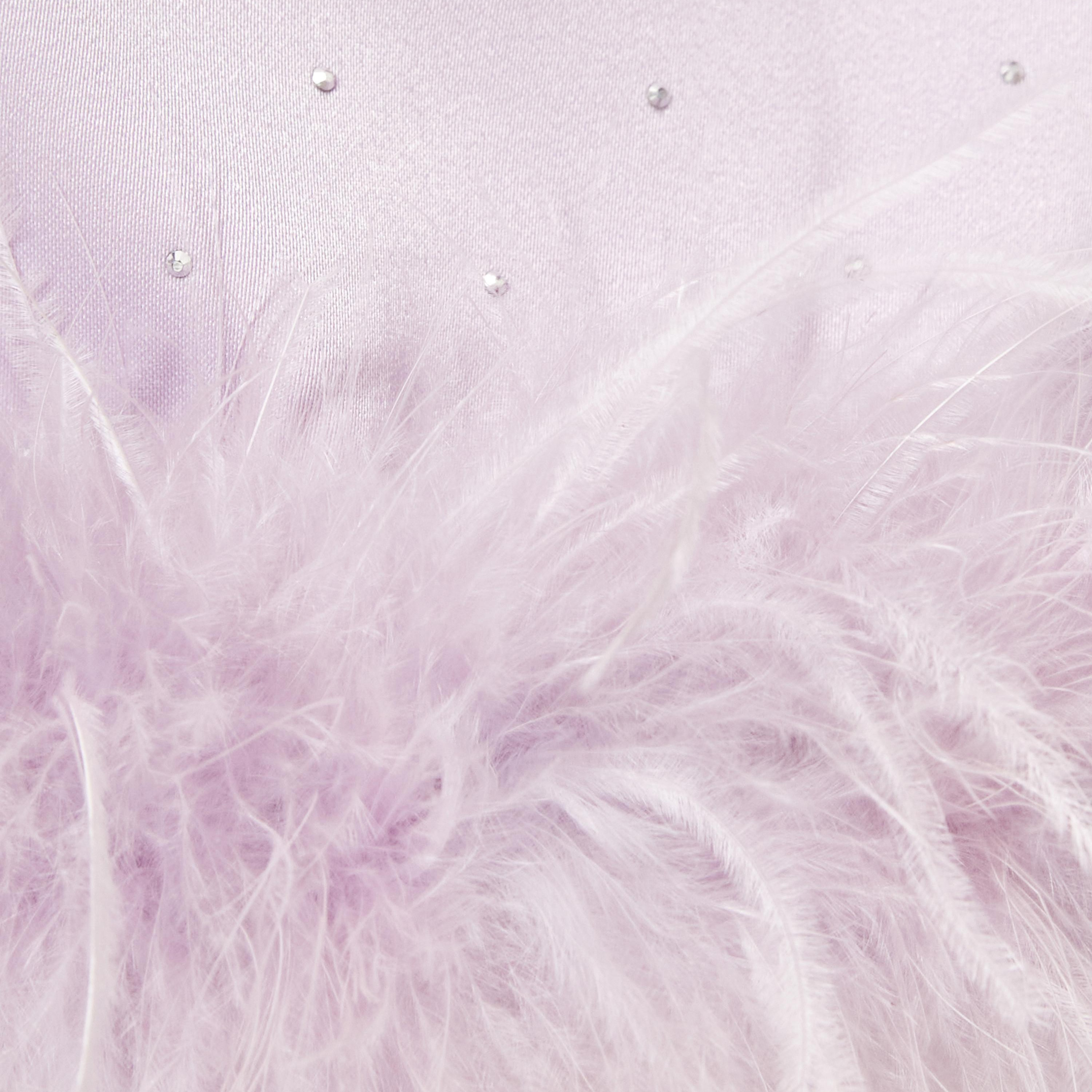 Quiz Lavender Fur-Trim Satin Straight Women's Trousers-women-clothing-bottoms-trousers-image-5