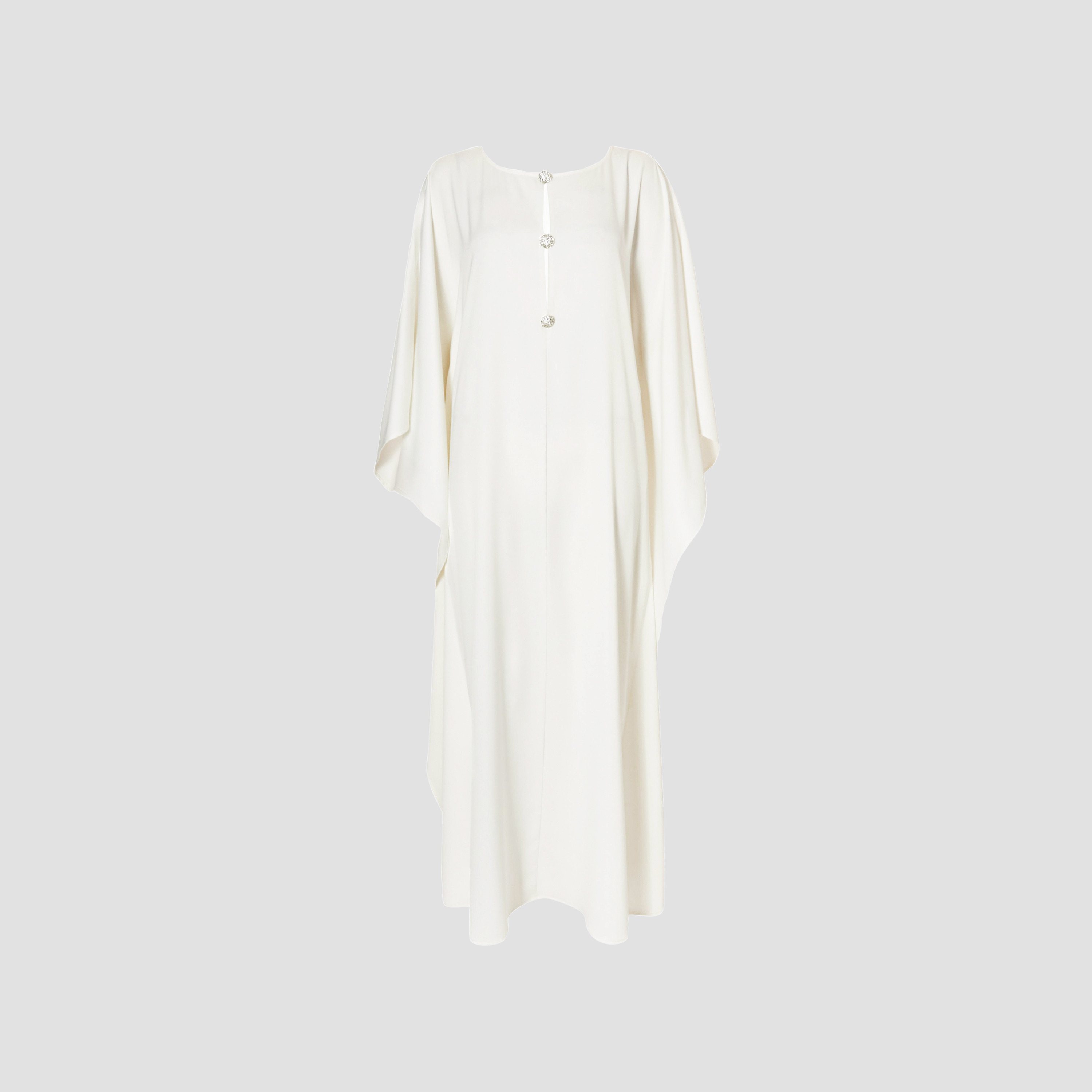 Quiz Cream Satin Batwing Sleeves Women's Kaftan Dress-women-clothing-dresses-image-5
