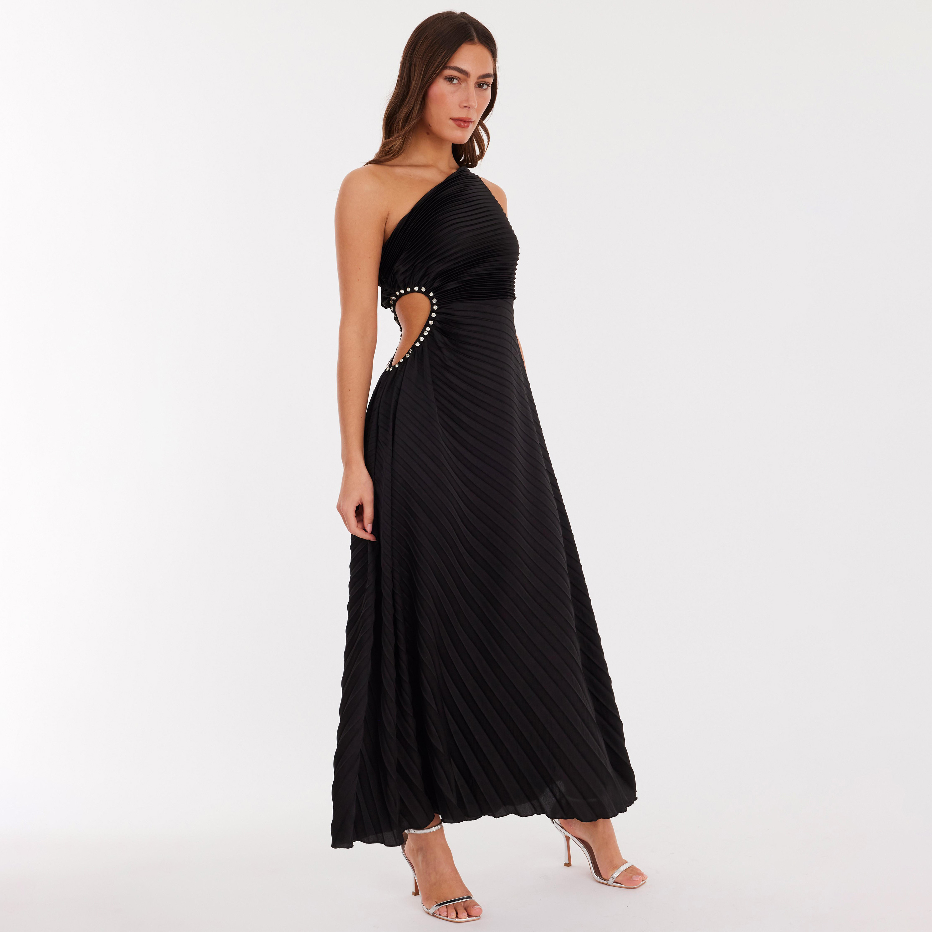 Quiz Pleated Satin One Shoulder Women's Dress-women-clothing-dresses-image-8