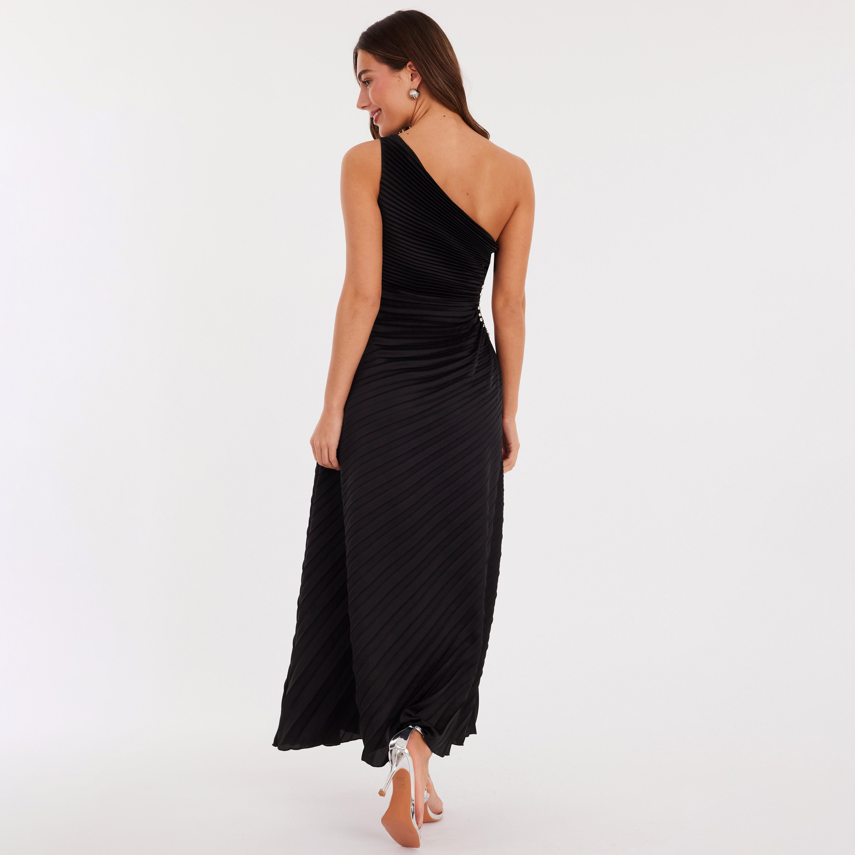Quiz Pleated Satin One Shoulder Women's Dress-women-clothing-dresses-image-9