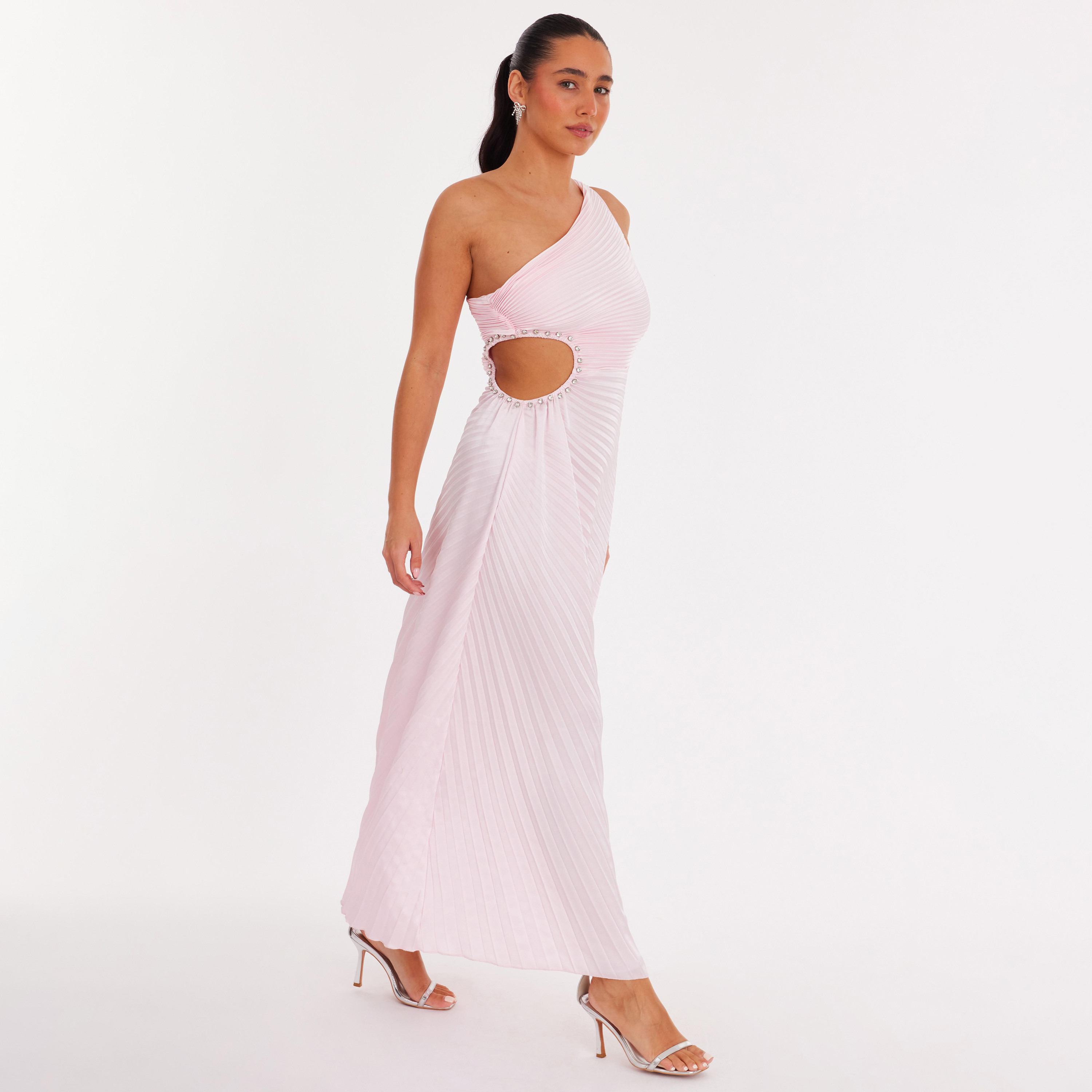 Quiz Pleated Satin One Shoulder Women's Dress-women-clothing-dresses-image-2