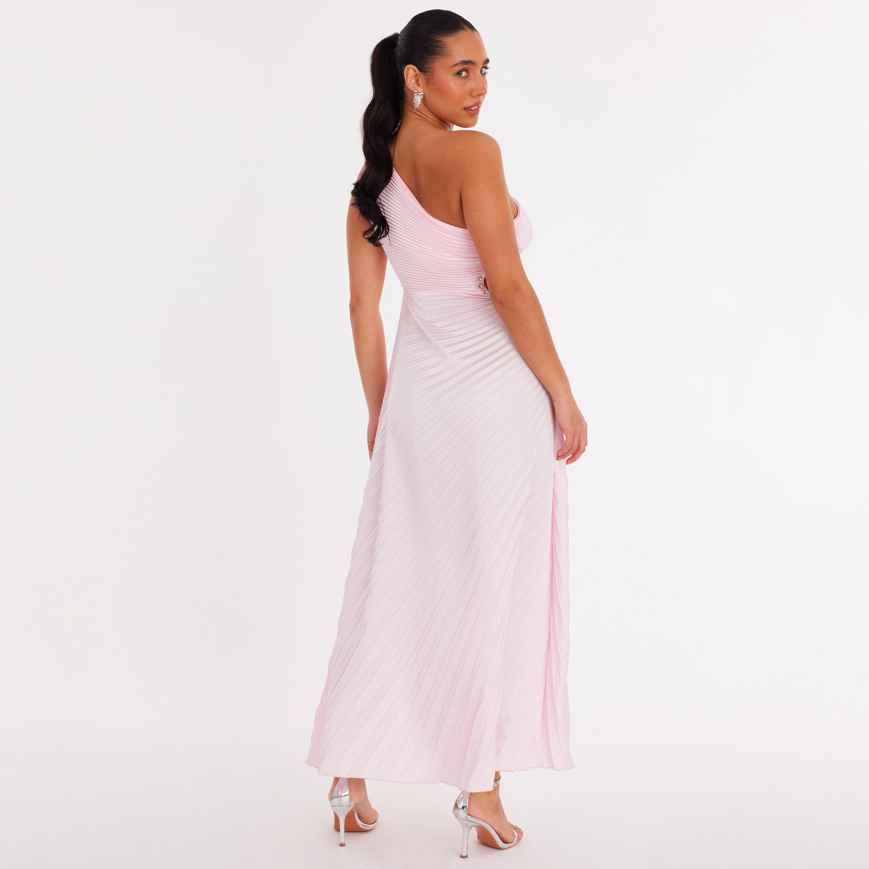 Quiz Pleated Satin One Shoulder Women's Dress-women-clothing-dresses-image-3