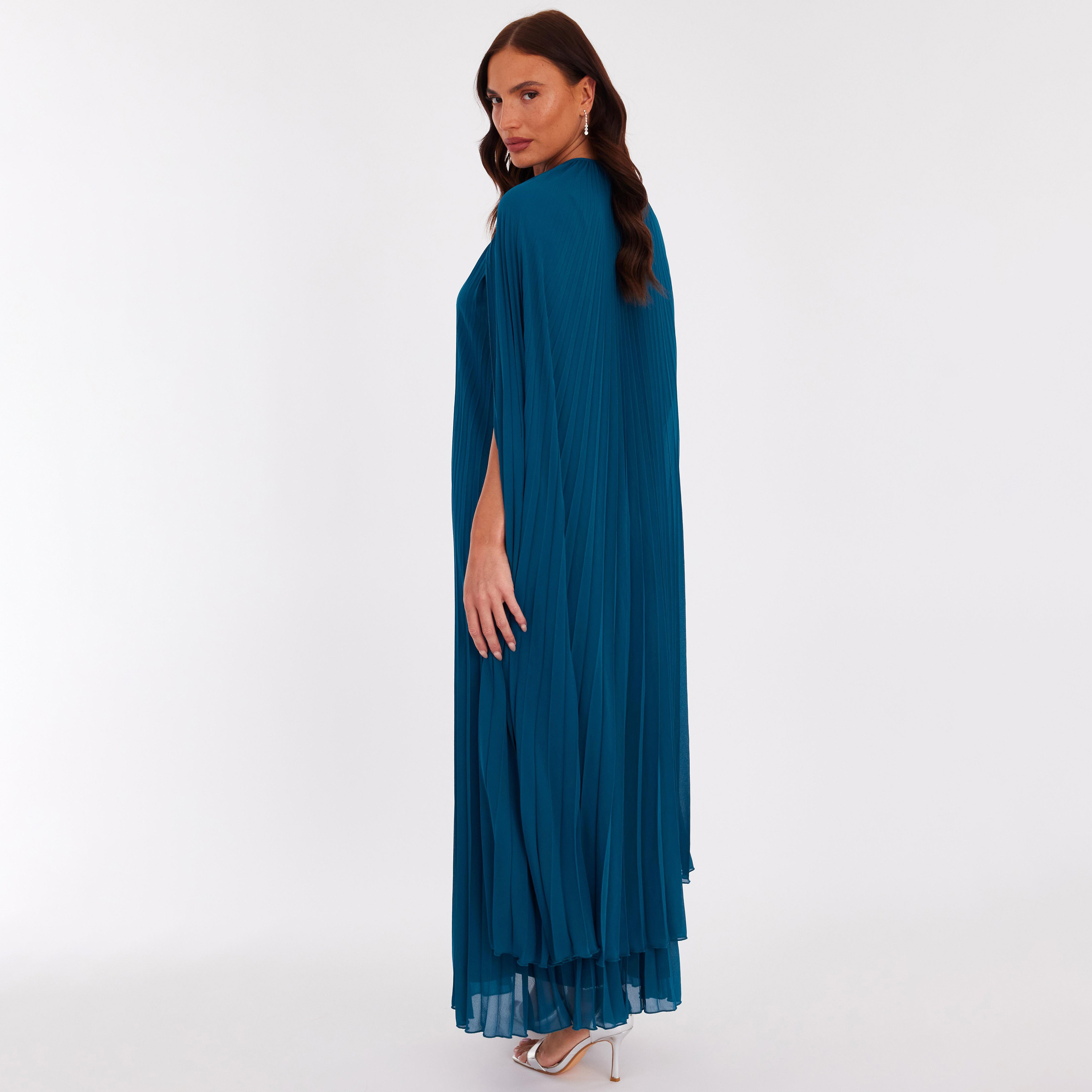فستان نسائي بطبقة "كاب" إضافية من الشيفون المكسر - تيل من كويز-women-clothing-dresses-image-3