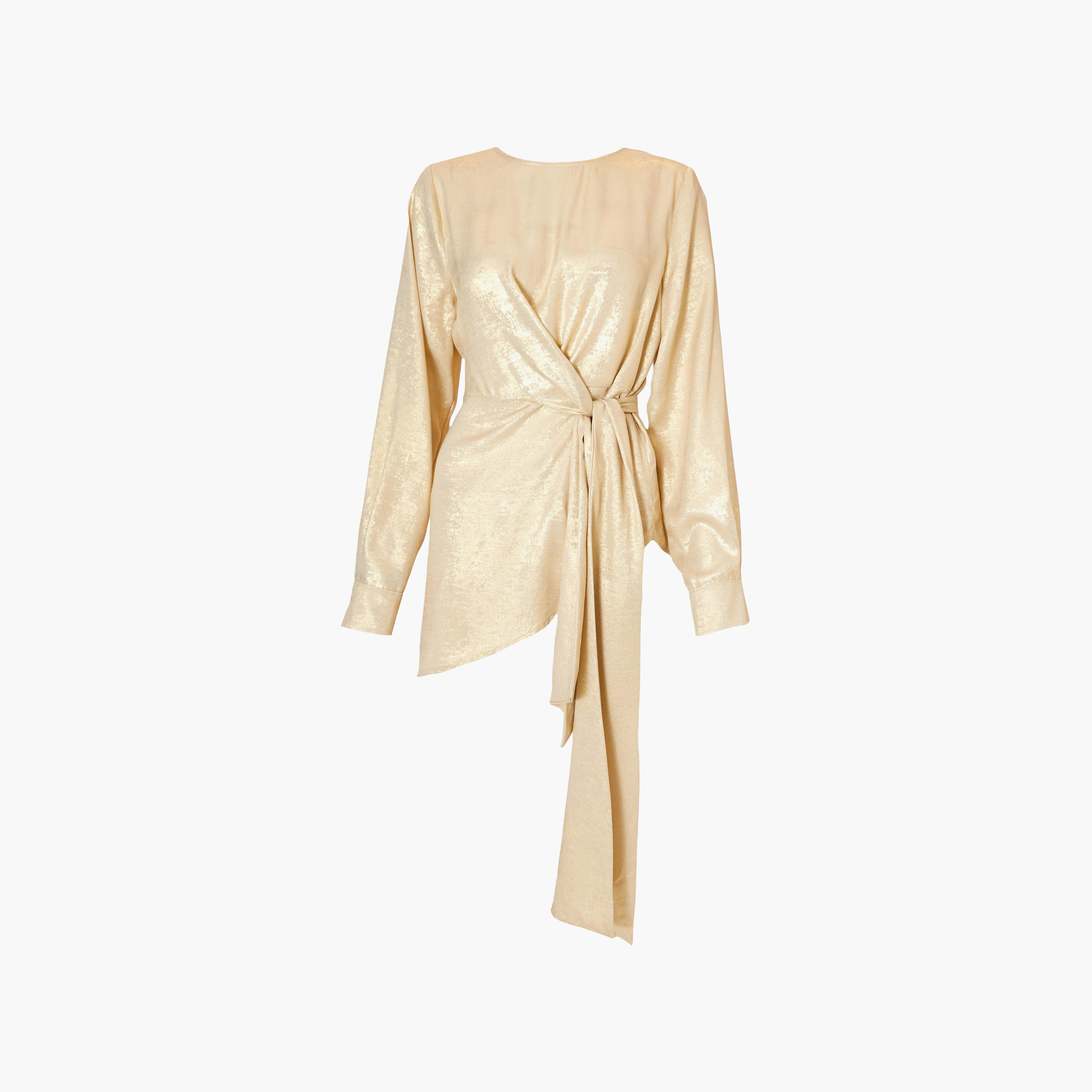 توب نسائي من الشيفون اللامع - ذهبي من كويز-women-clothing-shirtsandblouses-blouses-image-5