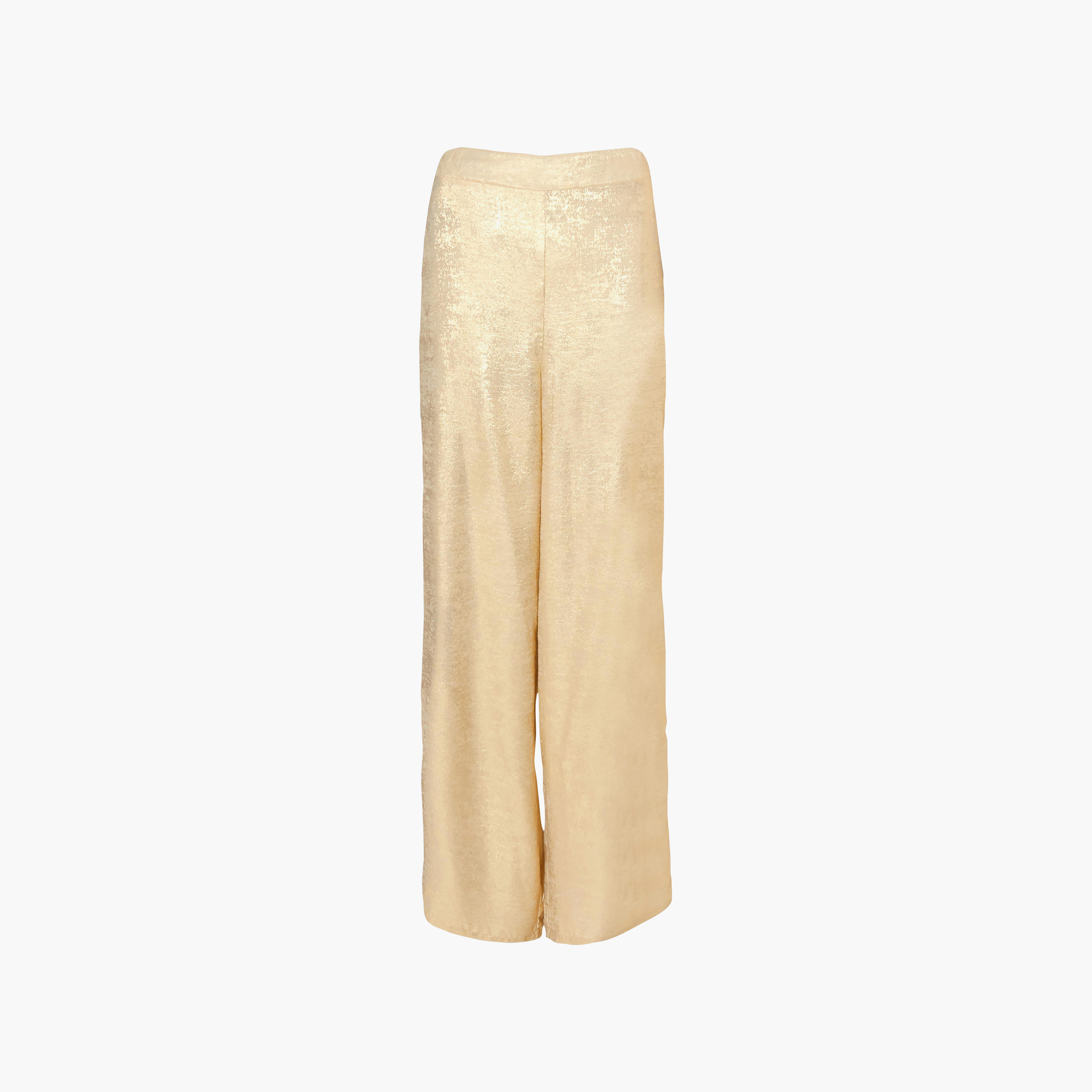 بنطلون نسائي بأرجل واسعة من الشيفون اللامع - ذهبي من كويز-women-clothing-bottoms-trousers-image-6