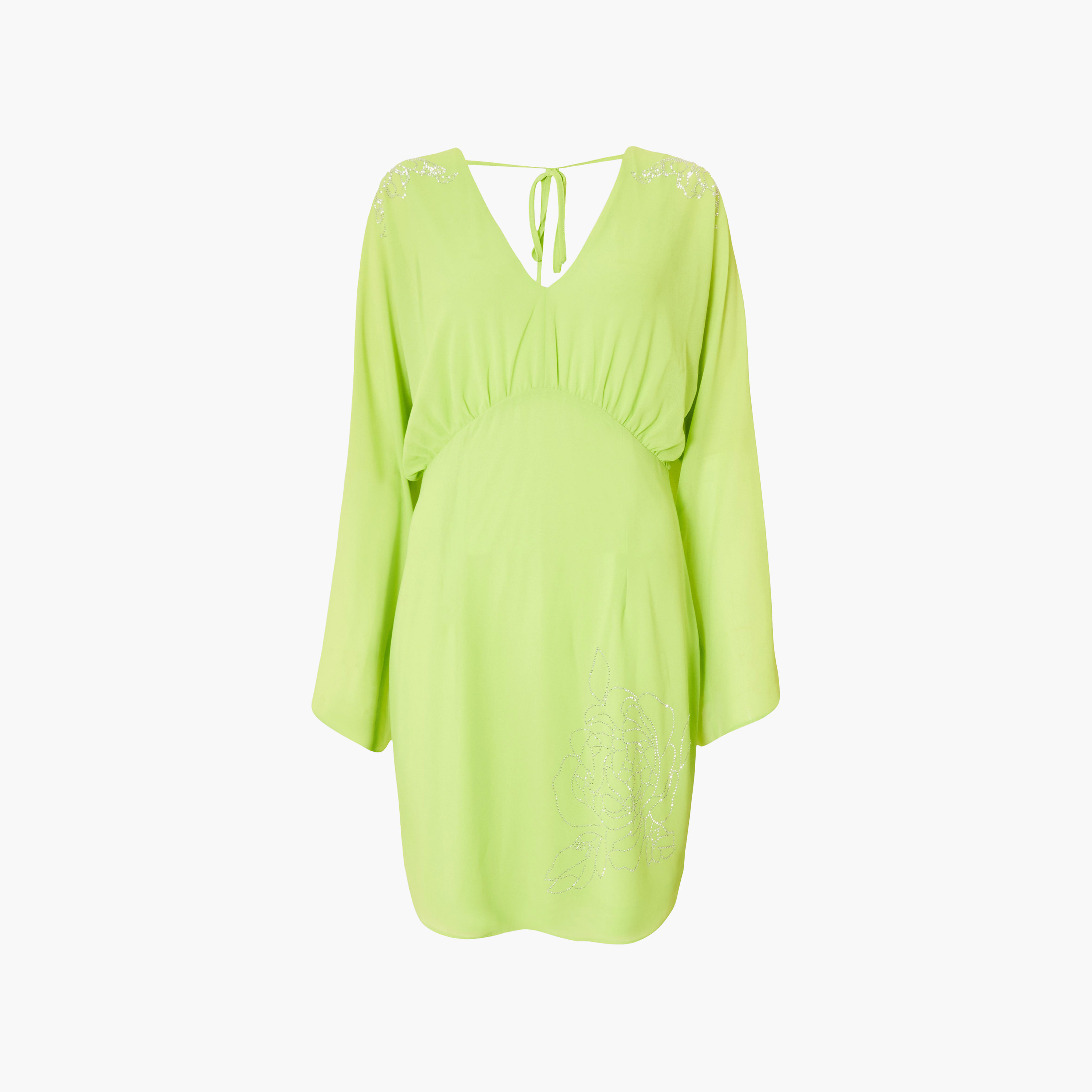 Quiz Lime Hotfix Stone Chiffon Wide Sleeves Empire Women's Dress-women-clothing-dresses-image-5