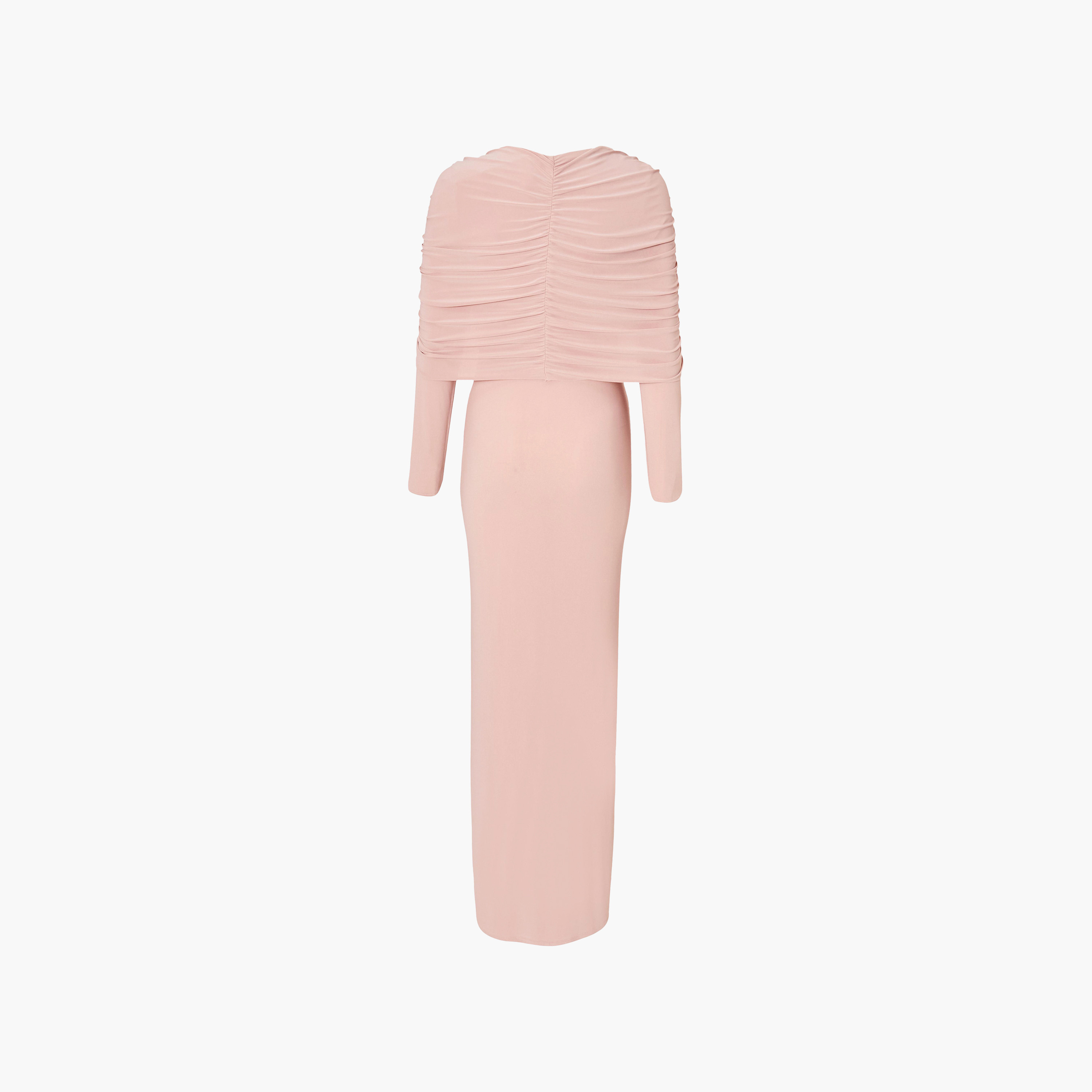 فستان نسائي مستقيم بتفاصيل مزمومة قماش ITY - وردي باهت من كويز-women-clothing-dresses-image-6