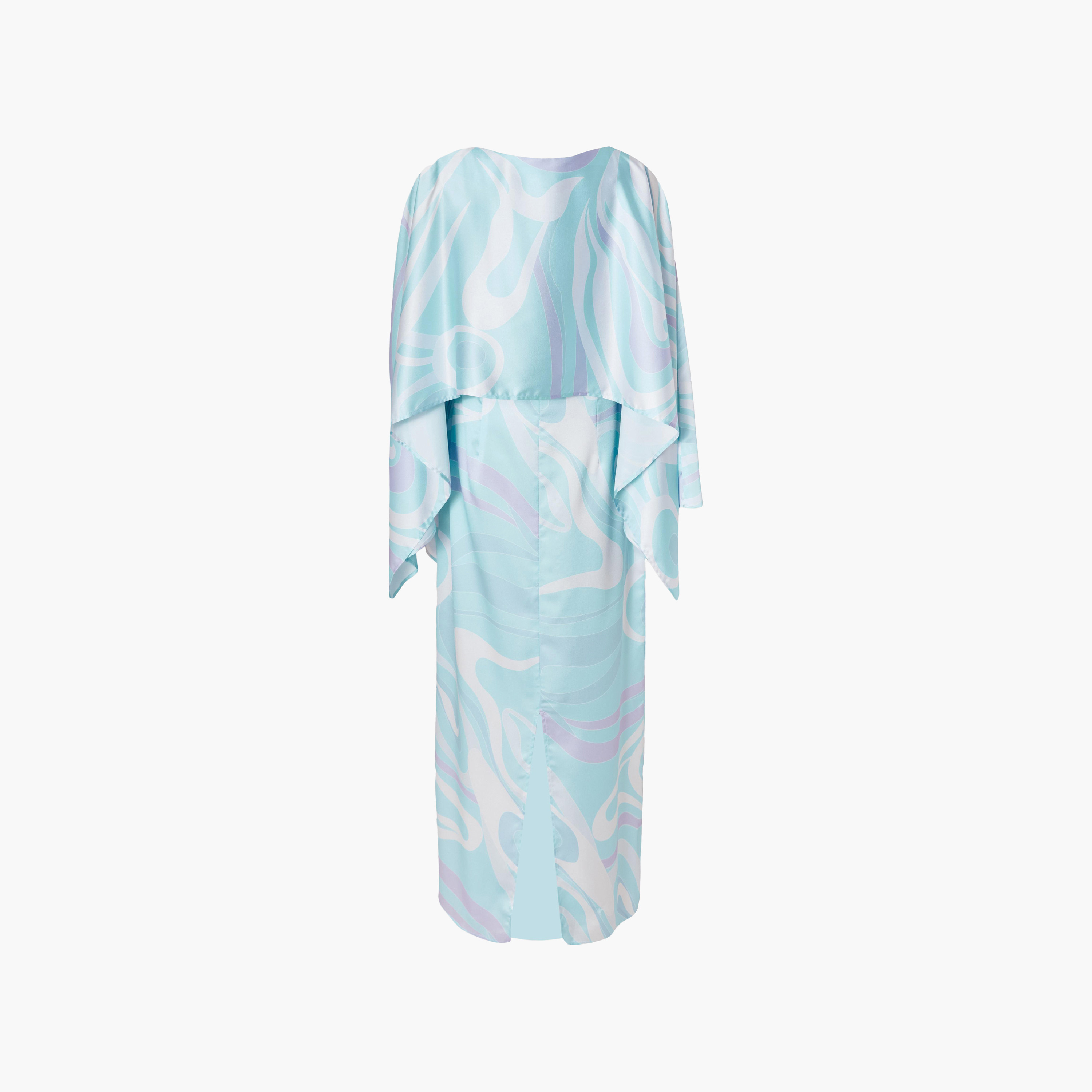 Quiz Pale Blue Abstract Print Satin Women's Cape Overlay Dress-women-clothing-dresses-image-6