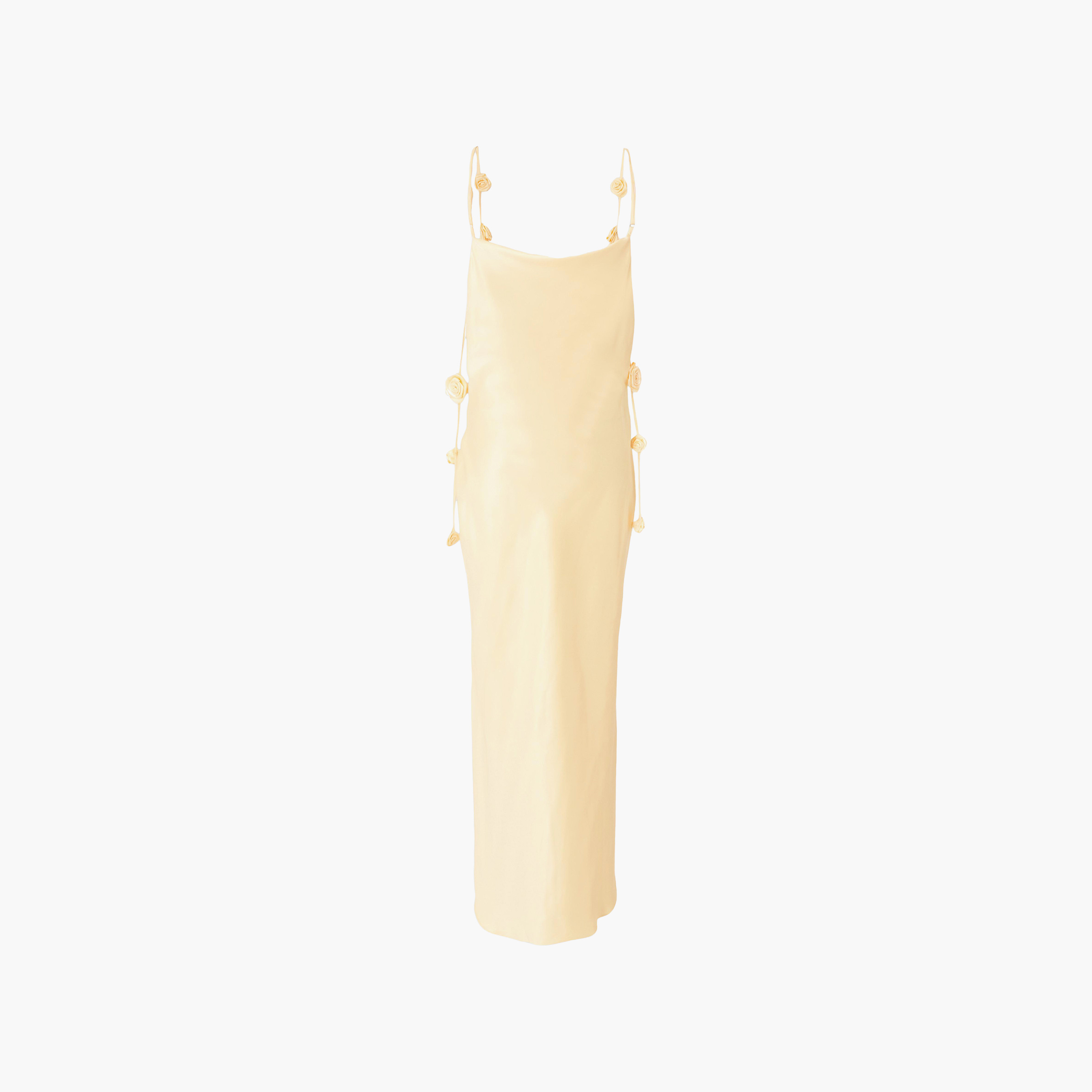 Quiz Lemon Satin Shoulder Straps Slip Women's Dress-women-clothing-dresses-image-6