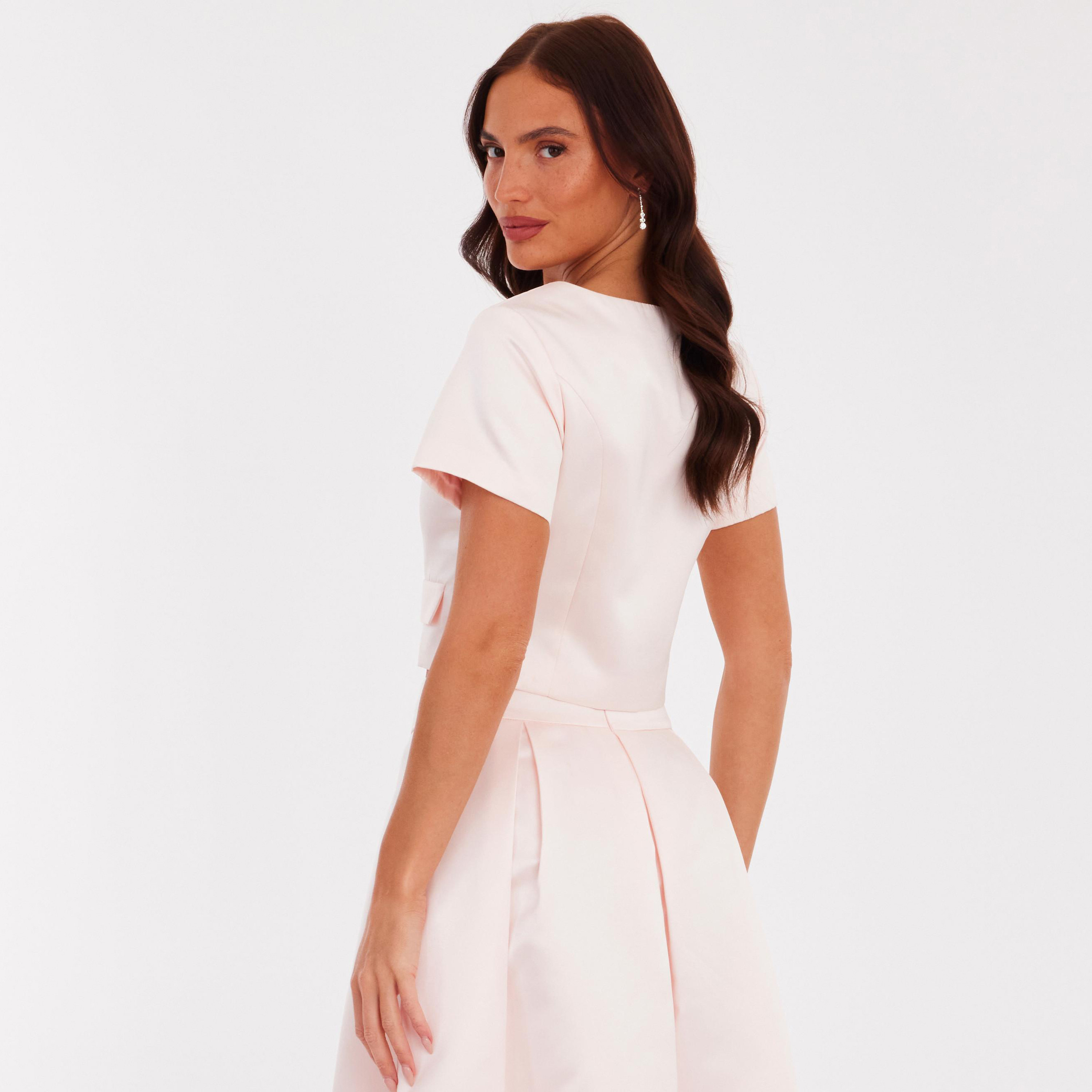 توب نسائي من قماش التافتا - وردي فاتح من كويز-women-clothing-shirtsandblouses-blouses-image-3