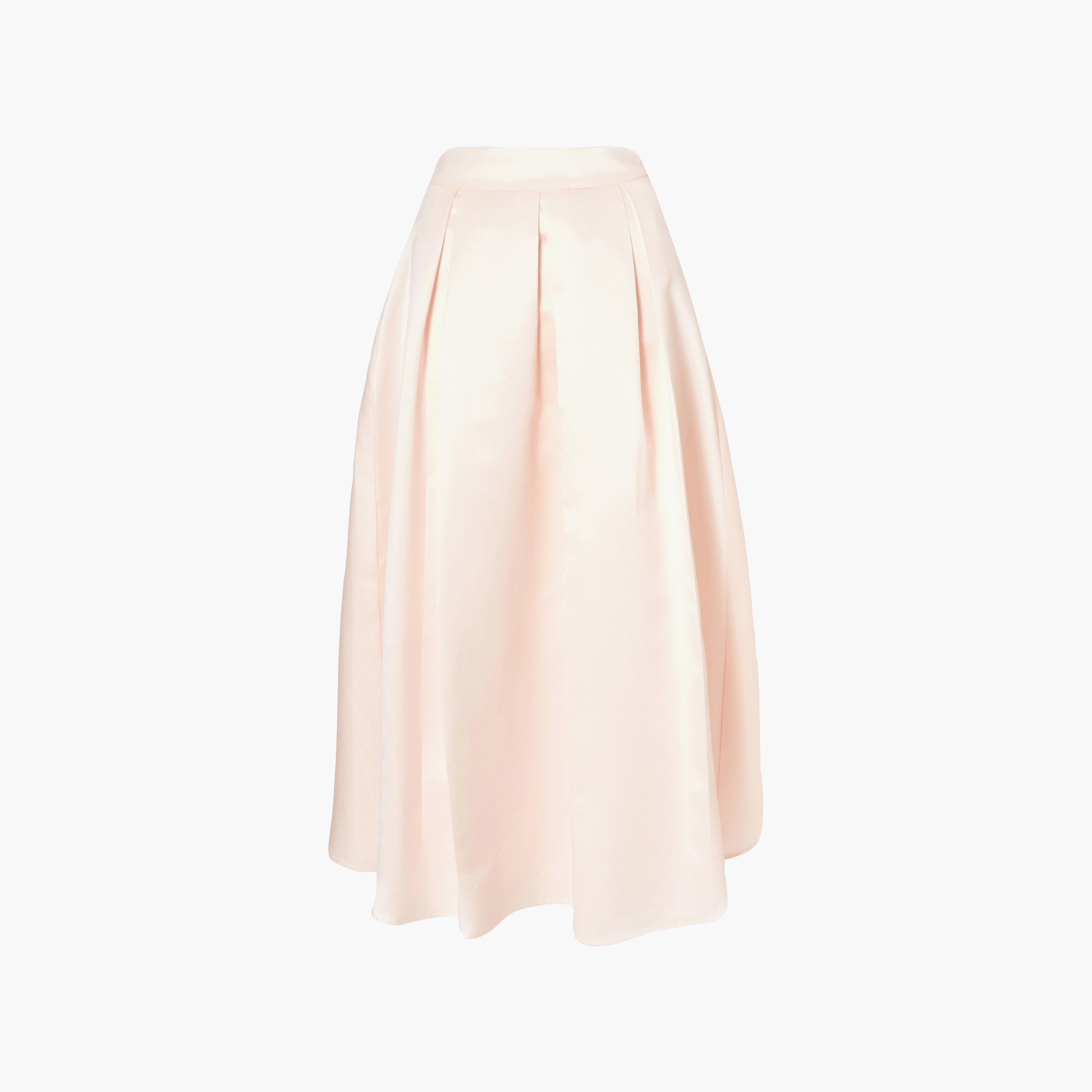 تنورة ميدي نسائية "سكيتر" من التافتا المكسر - وردي فاتح من كويز-women-clothing-bottoms-skirts-image-6