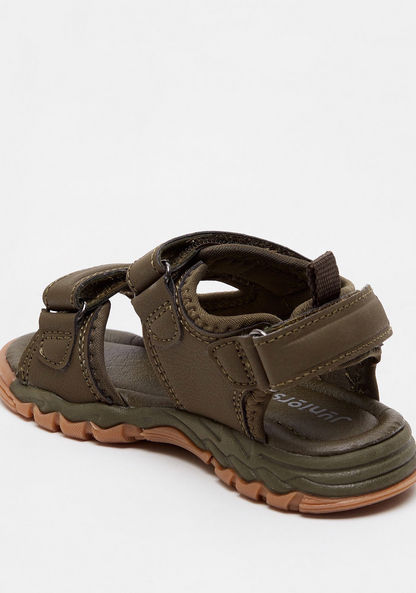 Juniors Solid Back Strap Sandals with Hook and Loop Closure-Boy%27s Sandals-image-2