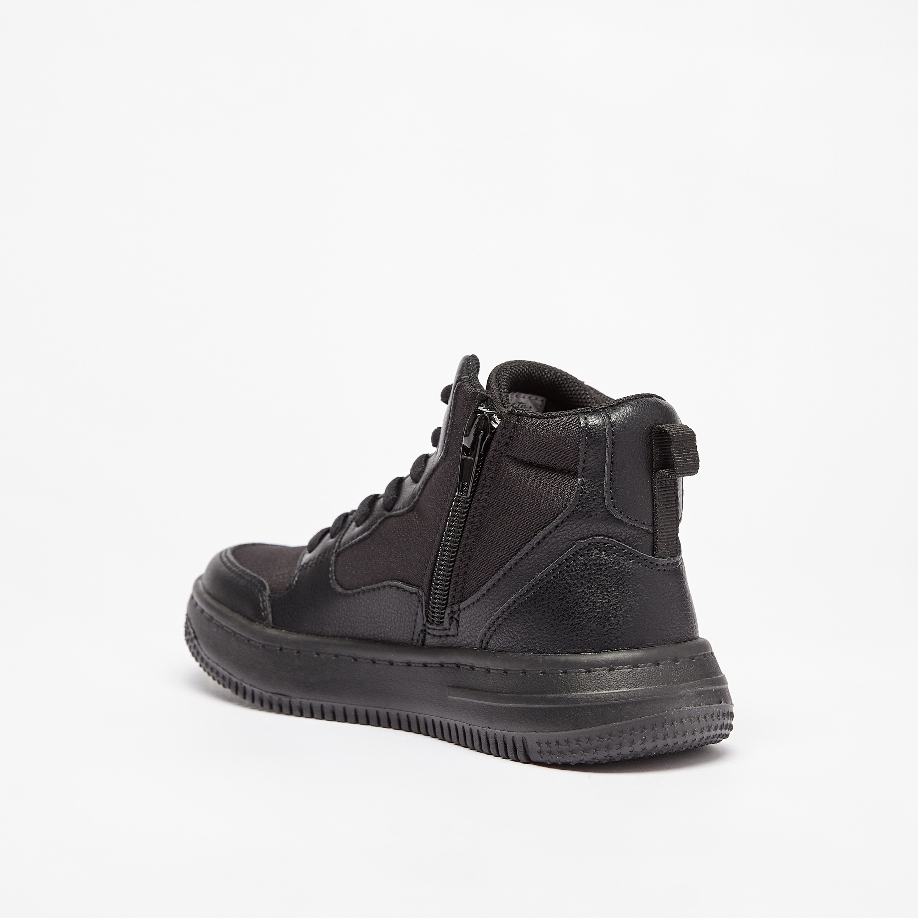 Mister Duchini Panelled High Top Sneakers with Zip Closure-boys-shoes-sneakers-image-2