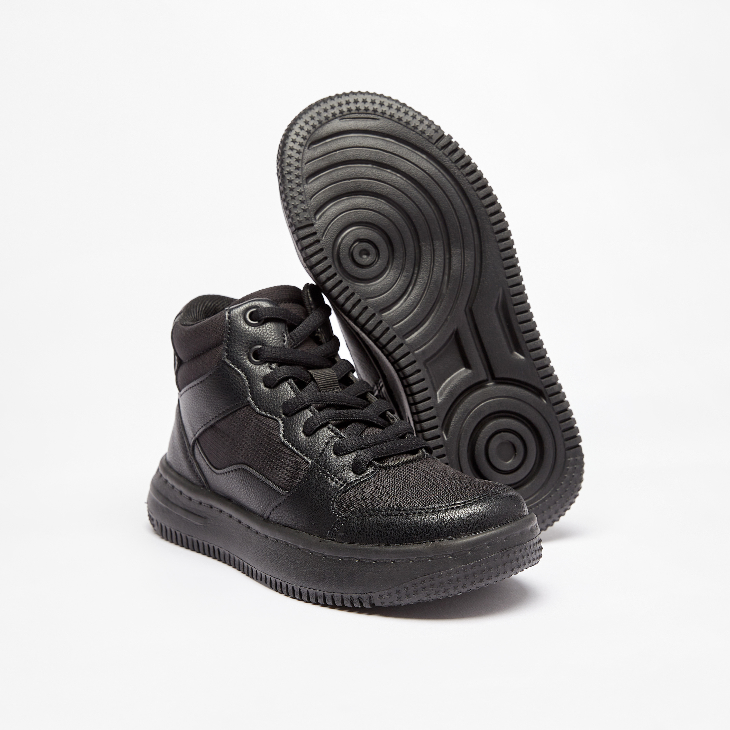 Mister Duchini Panelled High Top Sneakers with Zip Closure-boys-shoes-sneakers-image-4