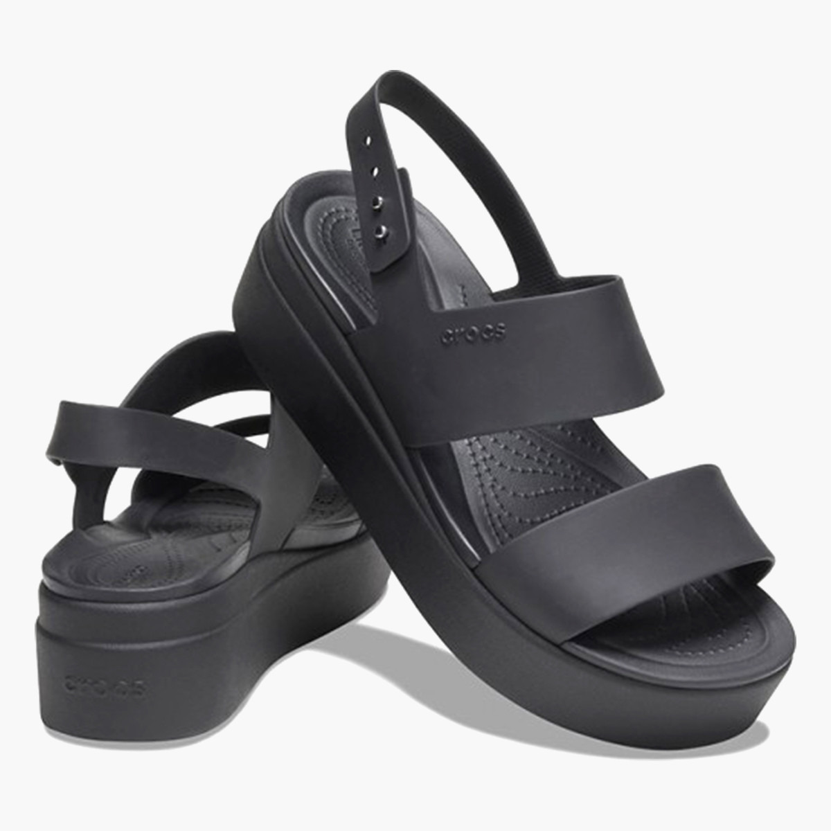 كروكس صنادل نسائية سوداء مفتوحة من الأمام منخفضة إسفين من الخلف-women-shoes-sandals-floaters-image-1