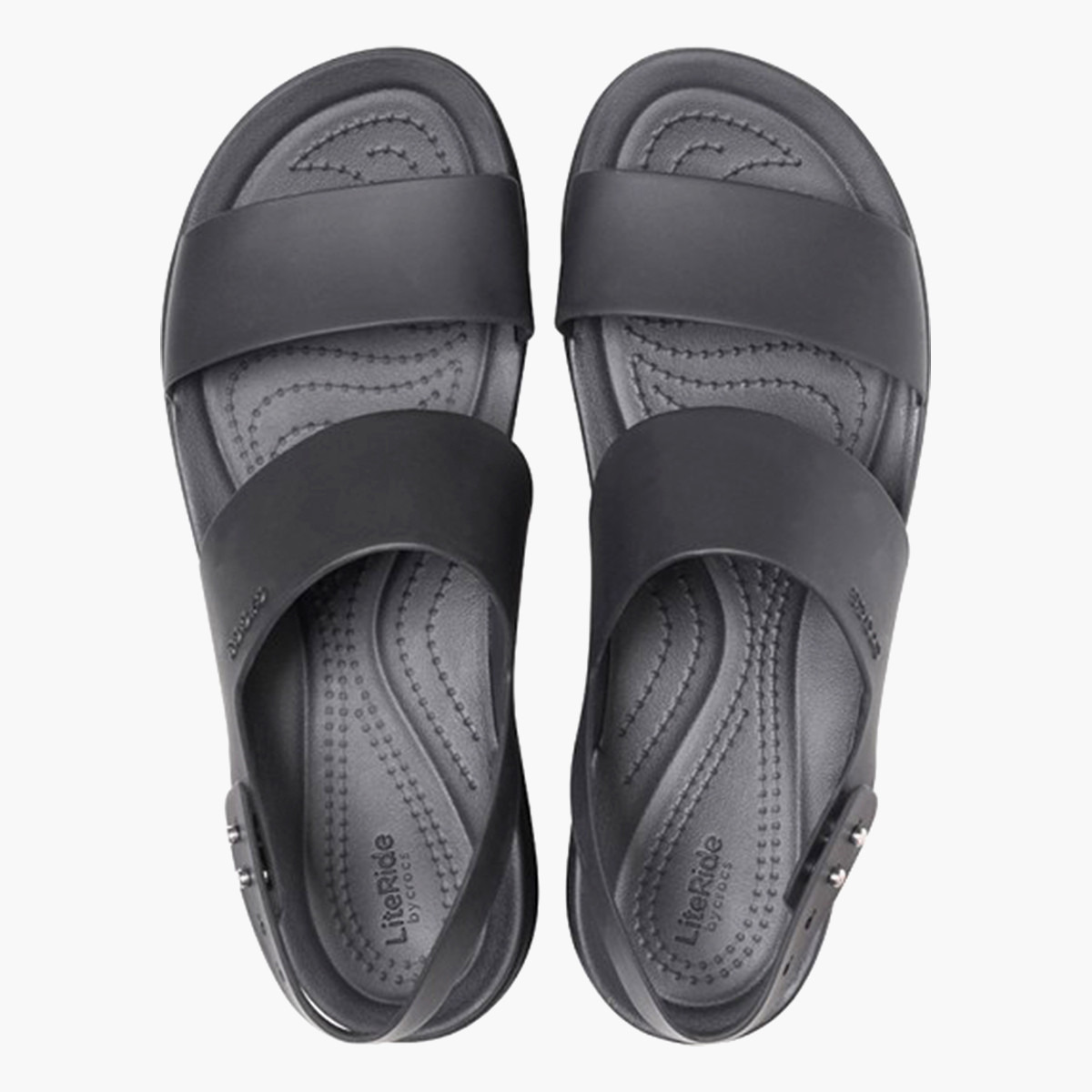 كروكس صنادل نسائية سوداء مفتوحة من الأمام منخفضة إسفين من الخلف-women-shoes-sandals-floaters-image-5