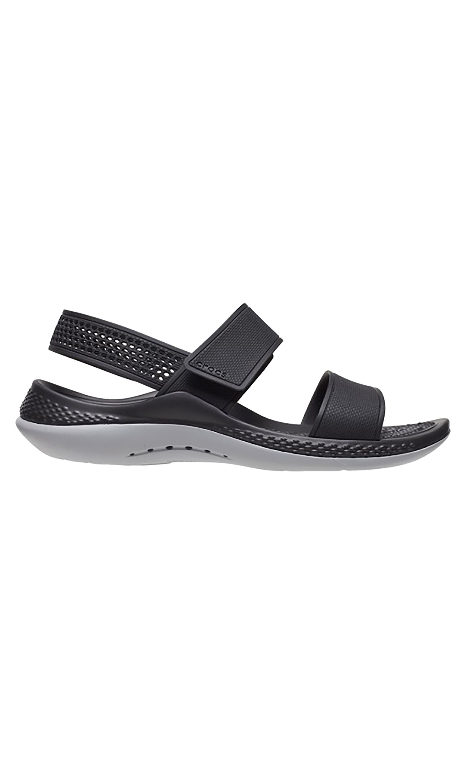 Crocs Women Black Textured Literide 360 Sandals with Velcro Closure-women-shoes-sandals-flats-image-2