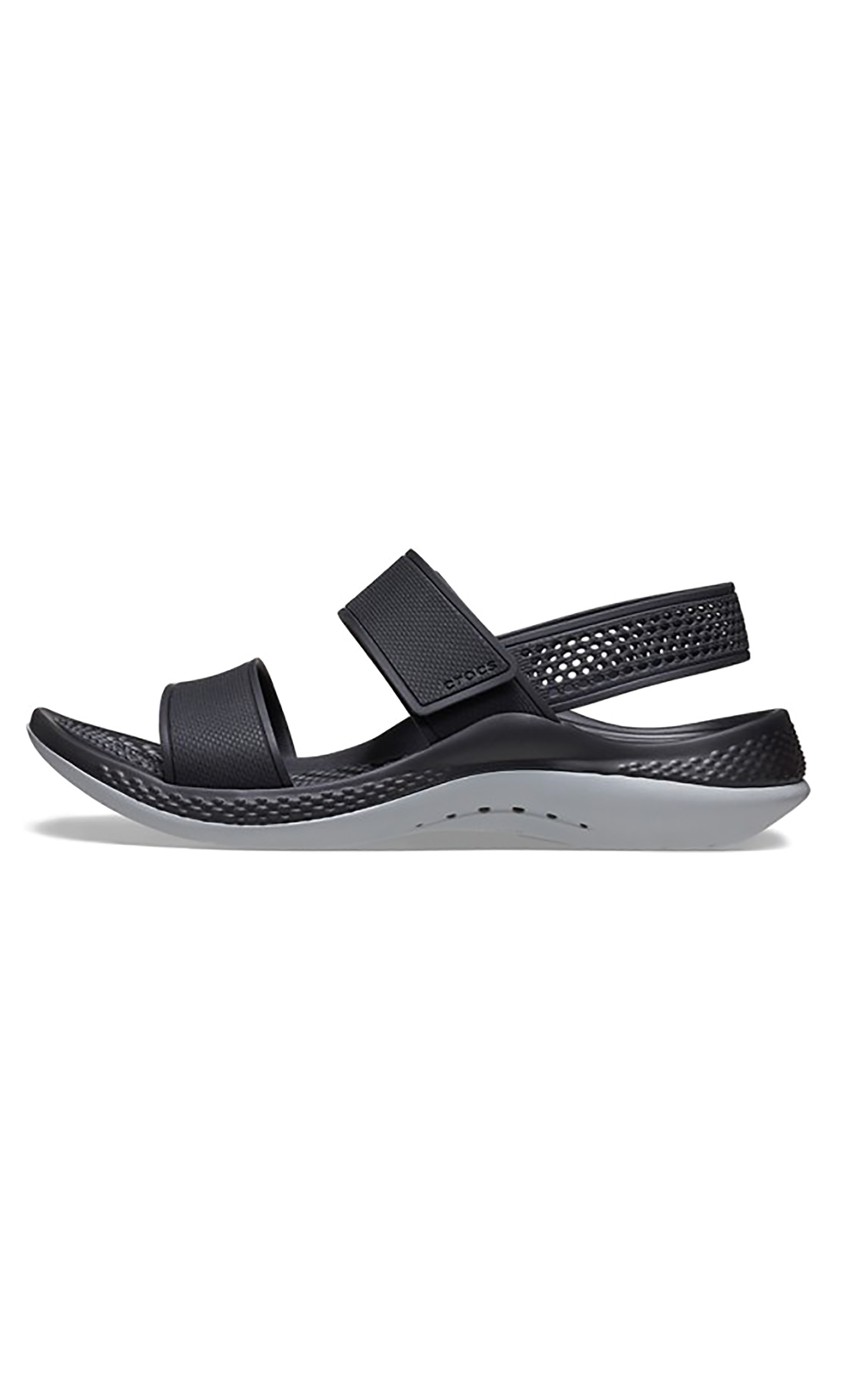 Crocs Women Black Textured Literide 360 Sandals with Velcro Closure-women-shoes-sandals-flats-image-3