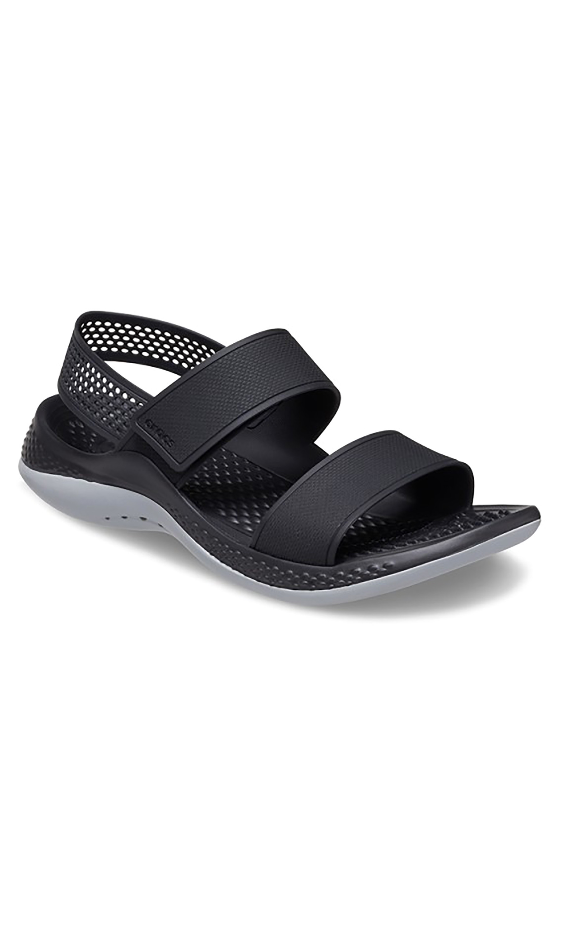 Crocs Women Black Textured Literide 360 Sandals with Velcro Closure-women-shoes-sandals-flats-image-4