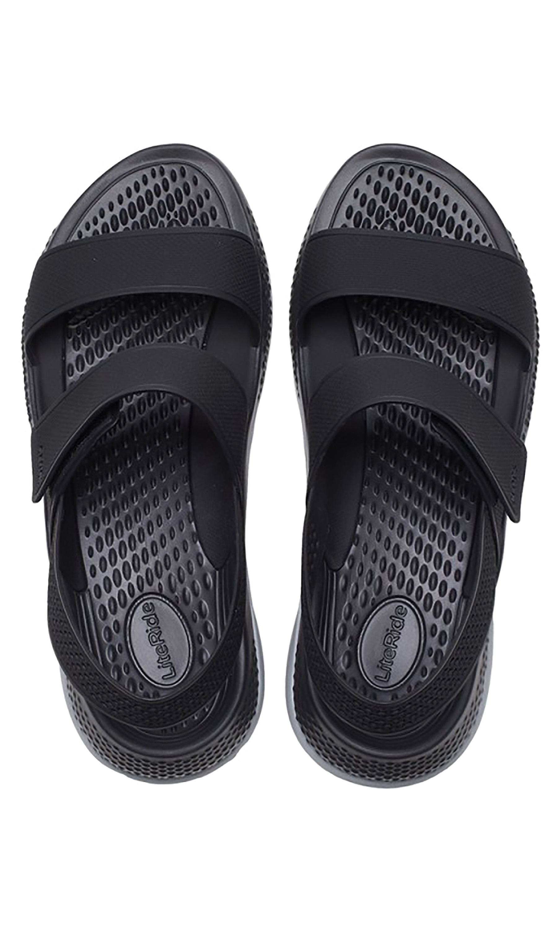 Crocs Women Black Textured Literide 360 Sandals with Velcro Closure-women-shoes-sandals-flats-image-6