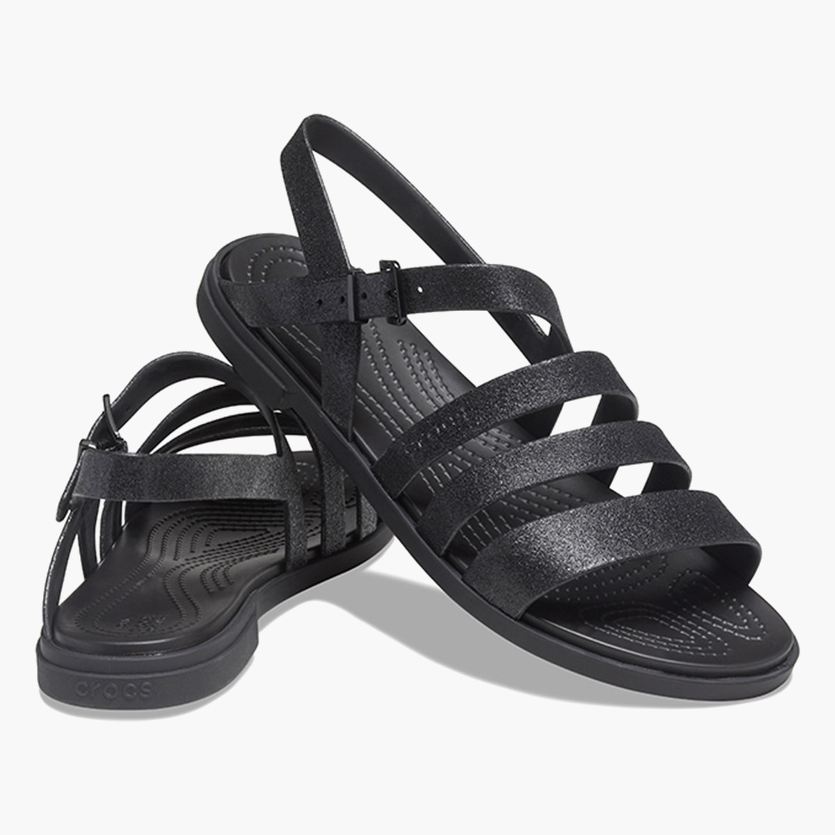 كروكس صنادل نسائية سوداء مفتوحة من الأمام-women-shoes-sandals-flats-image-1