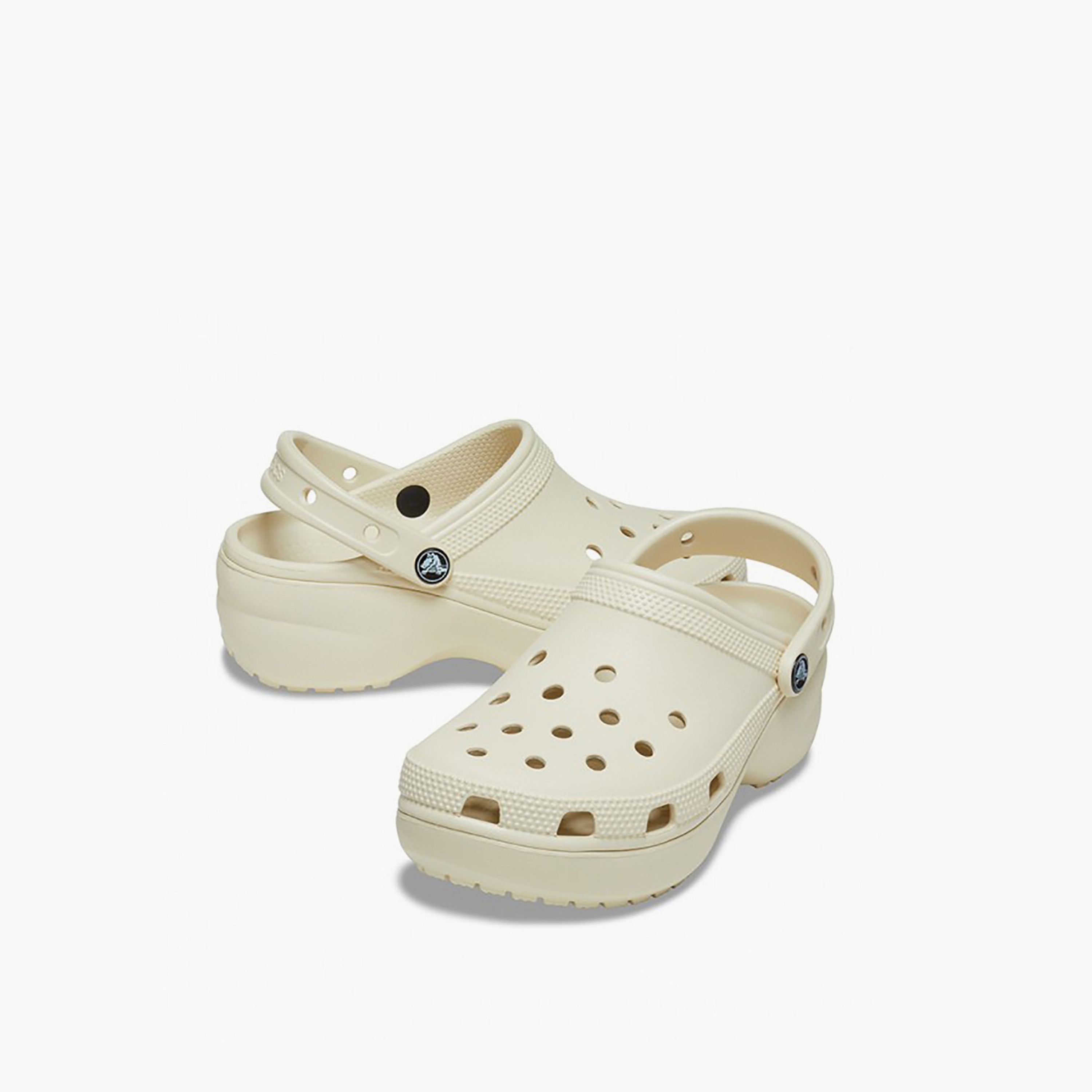 قباقيب كروكس كلاسيكي بنعل سميك للنساء مع مزين بفتحة وحمالات خلفية بلون كريمي-women-shoes-flipflopsandslides-image-1