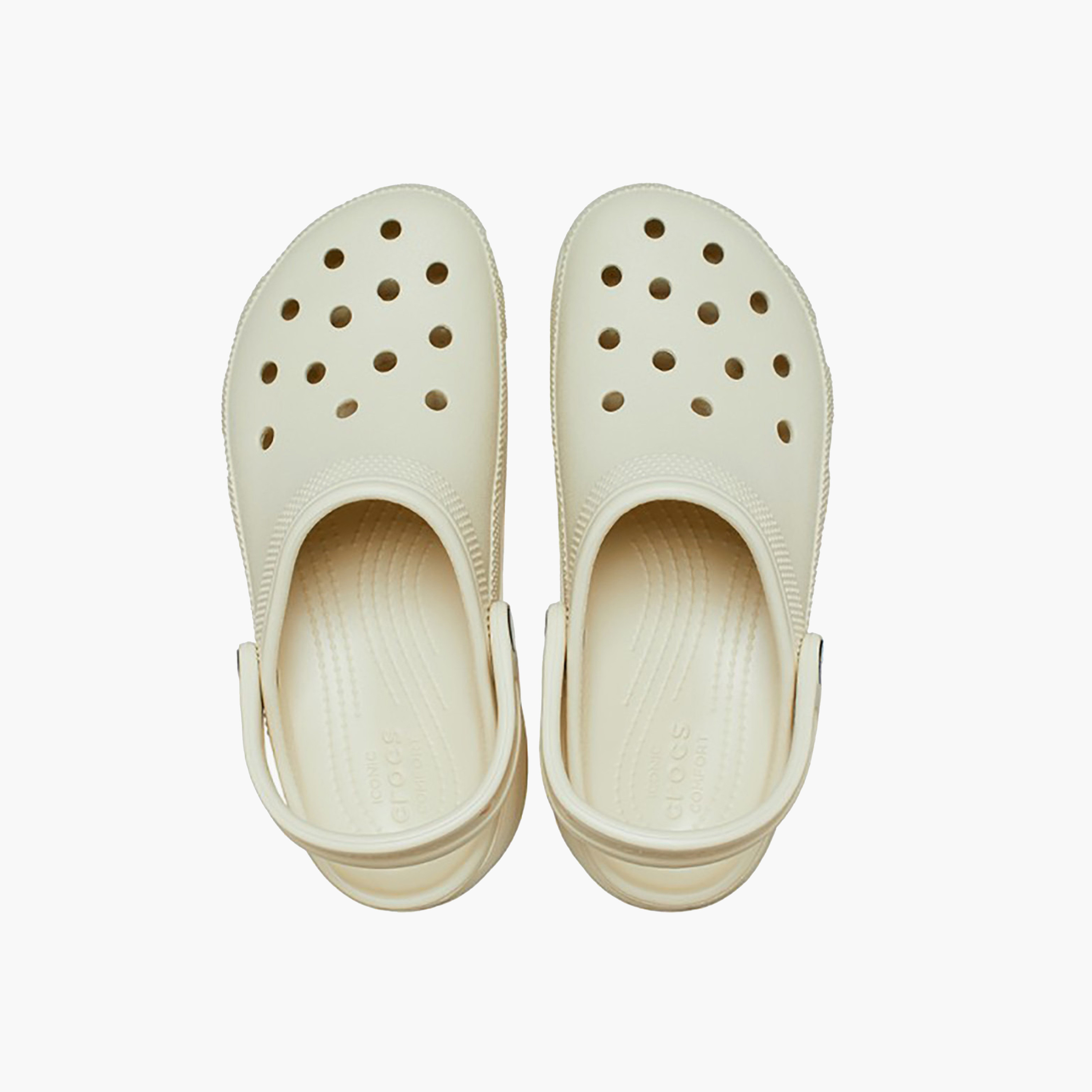قباقيب كروكس كلاسيكي بنعل سميك للنساء مع مزين بفتحة وحمالات خلفية بلون كريمي-women-shoes-flipflopsandslides-image-4