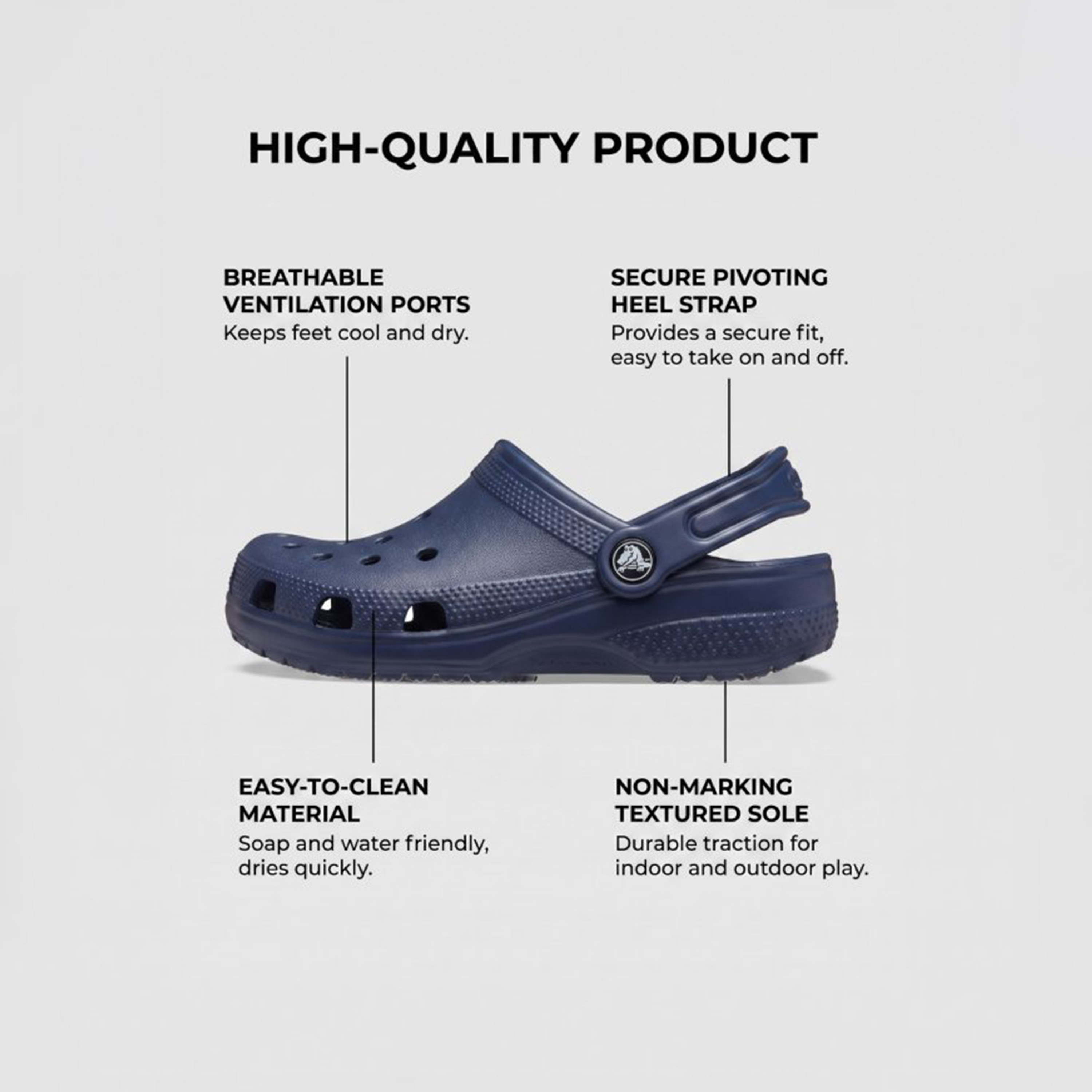 Crocs Toddler Navy Blue Round Toe Cut Out Detail Classic Clogs-girls-shoes-sandals-image-8