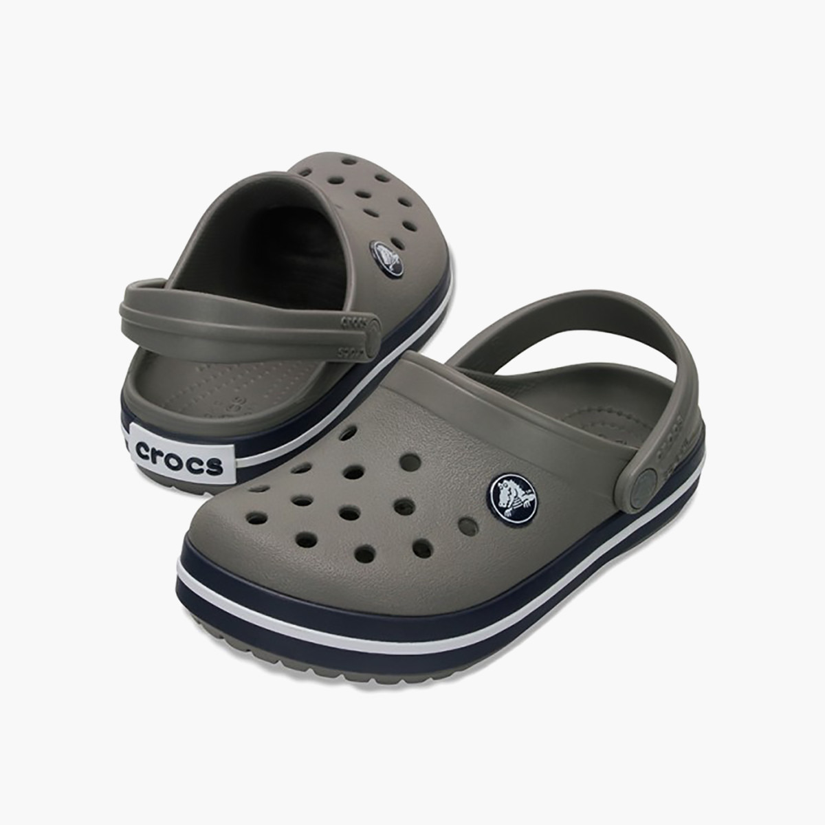 Crocs Kids Grey Round Toe Crocband Clogs