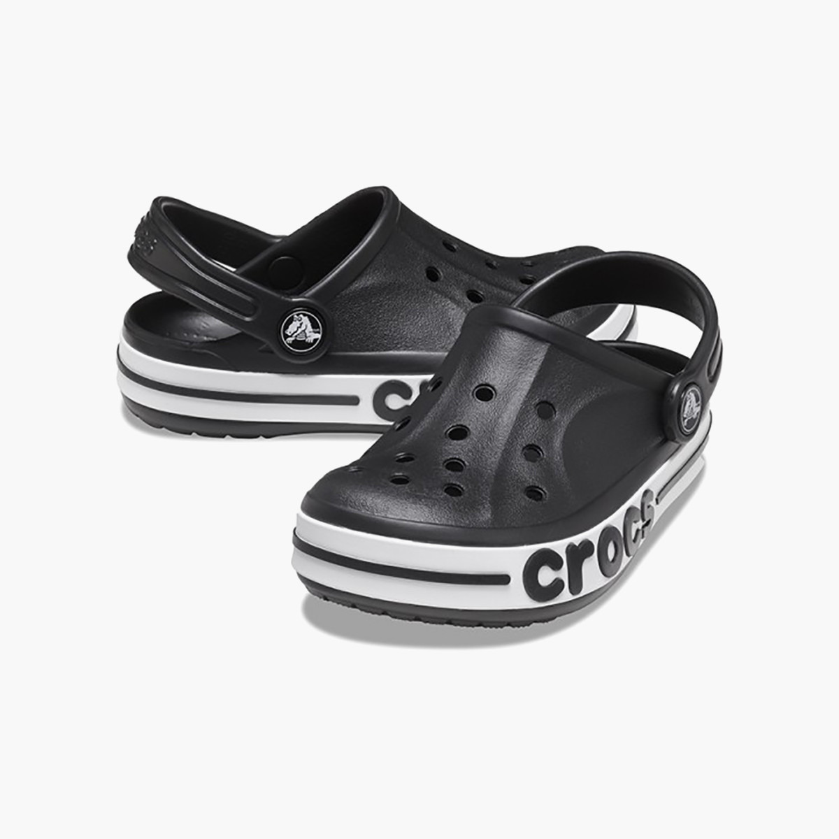 قباقيب كروكس بايا بند أسود بمقدمة دائرية دائري للأطفال-girls-shoes-sandals-image-1
