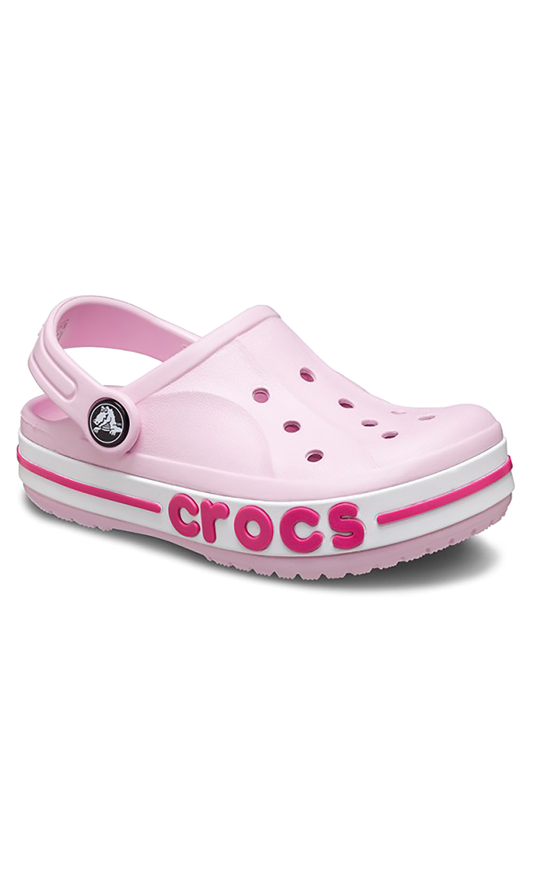 قبقاب كلاسيكي من كروكس بياباند للأطفال مزين بفتحات مع لون زهري-girls-shoes-sandals-image-4