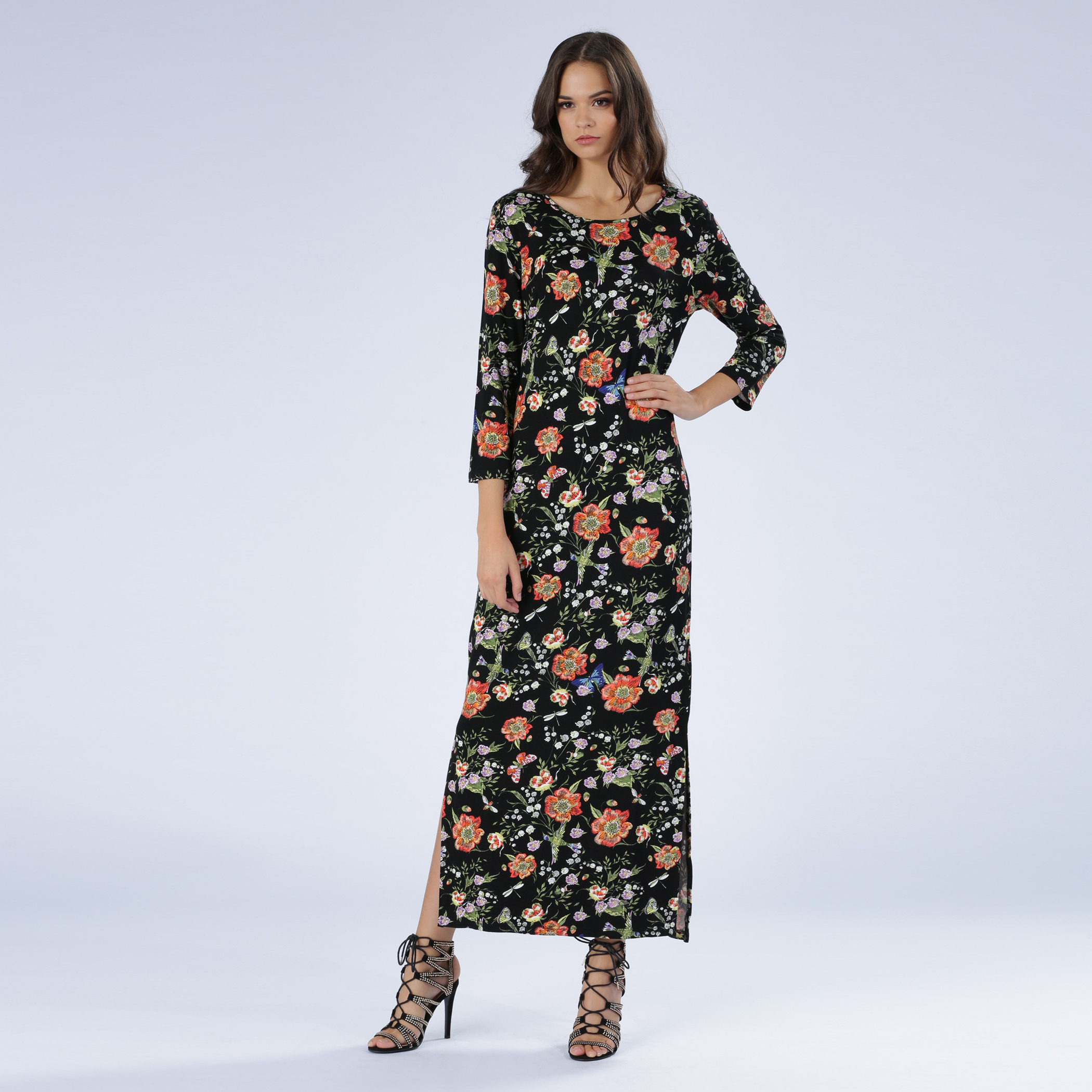 Iconic Floral Print Maxi Dress with Long Sleeves-women-clothing-dresses-image-1